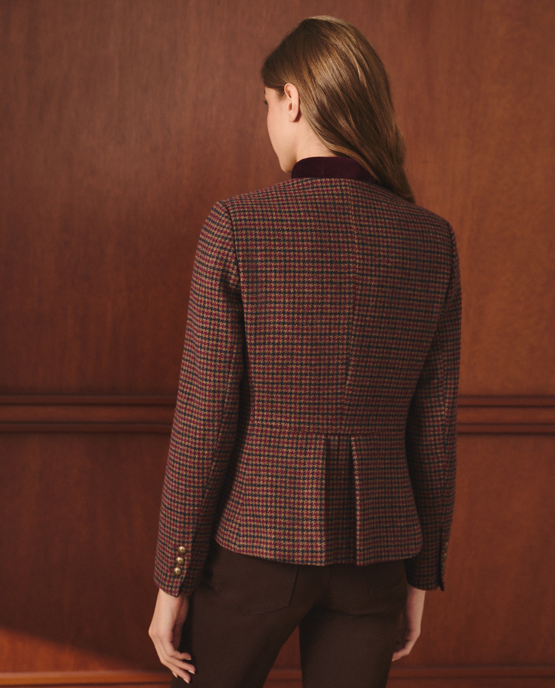 Casaco de Lã Liso Bordeaux-3