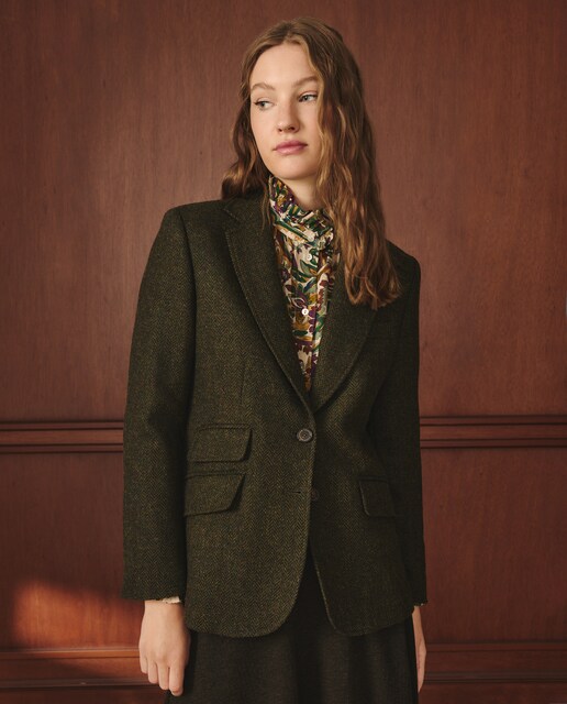 Imagem 0 de Blazer com Padrão Espinha de Peixe com Cotoveleiras