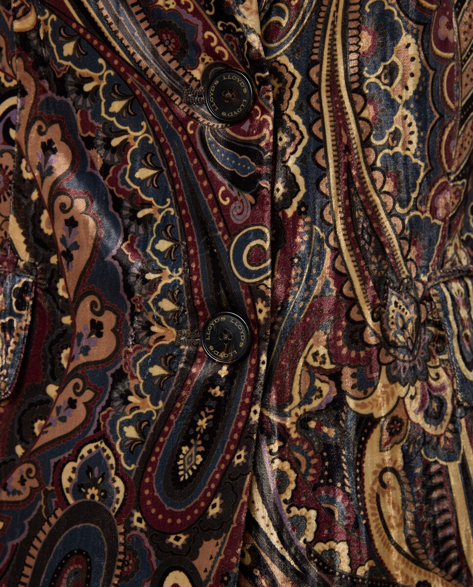 Blazer de Veludo Estampado Camel-5