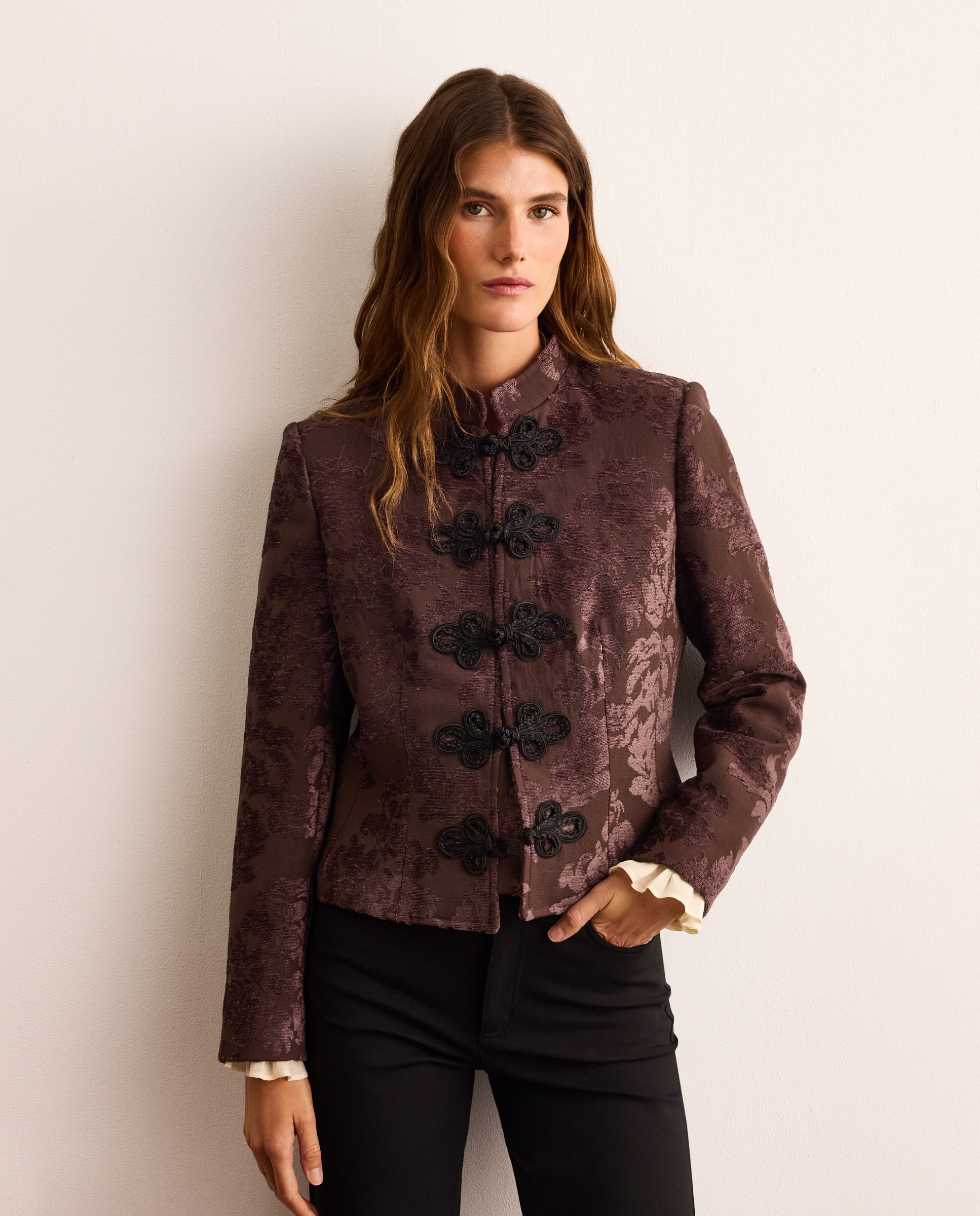 Chaqueta de mujer alamares pasamanería - Lloyd's - Marrón Marrón-1