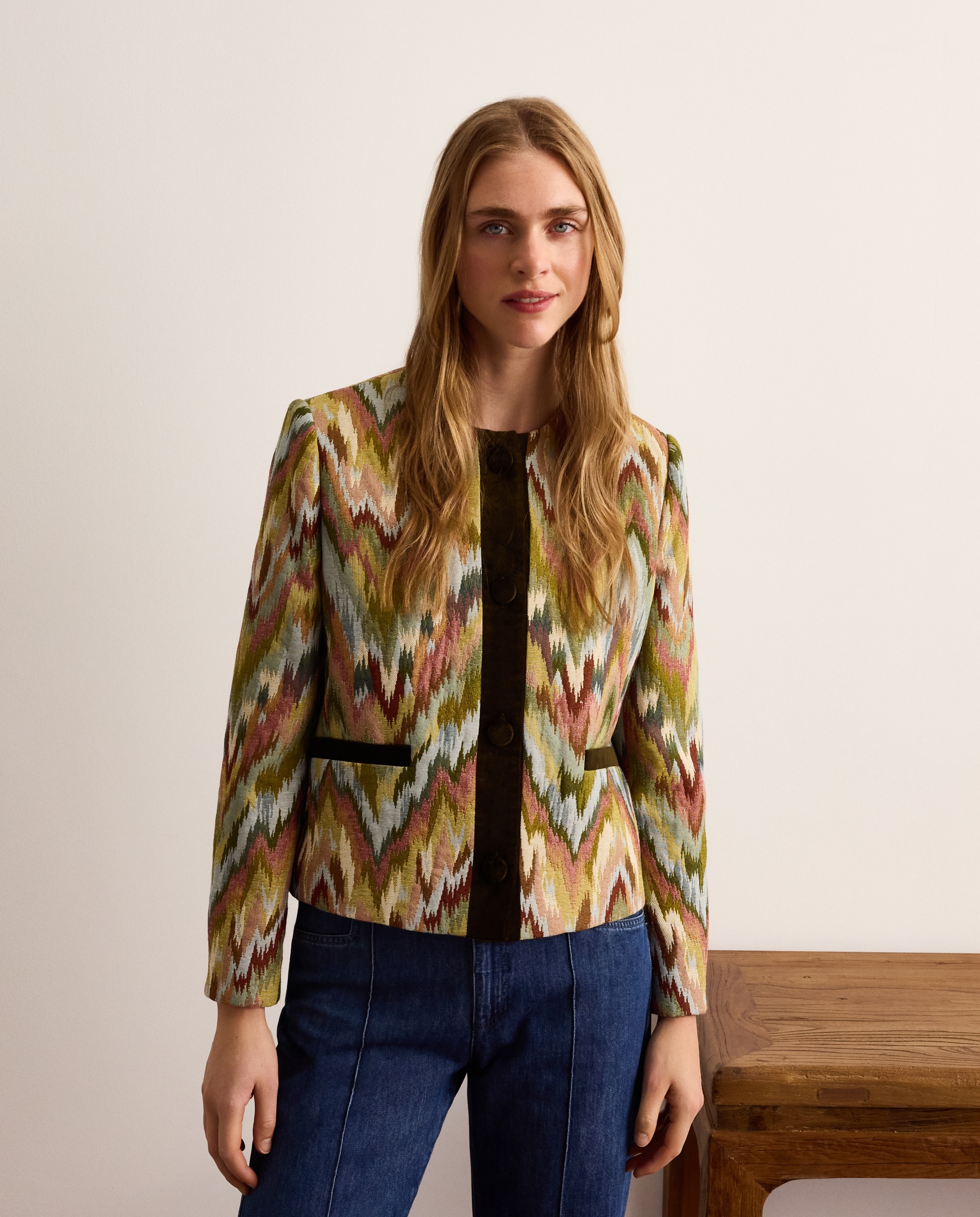 Casaco Curto Ikat Verde-2