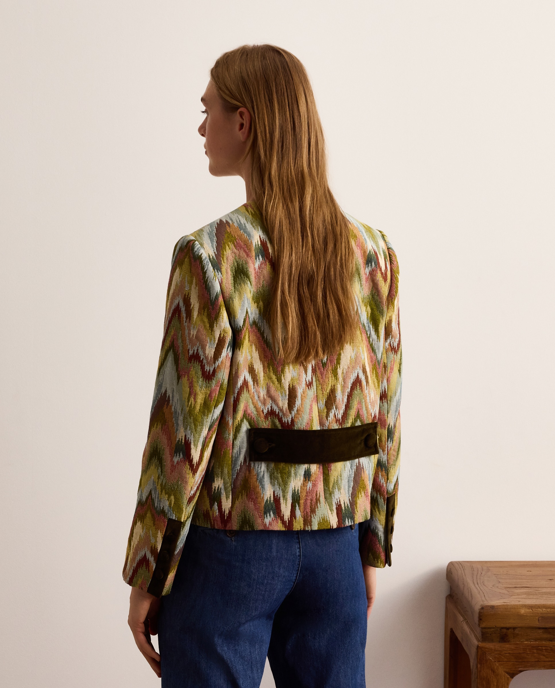 Casaco Curto Ikat Verde-3