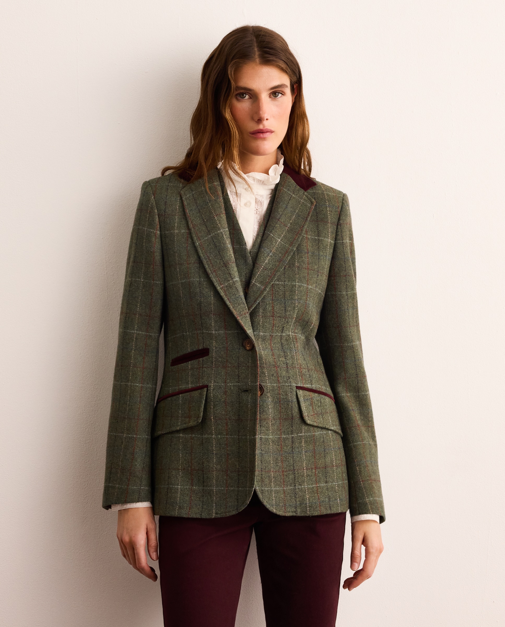 Imagen 0 de Blazer lana de mujer con coderas Verde