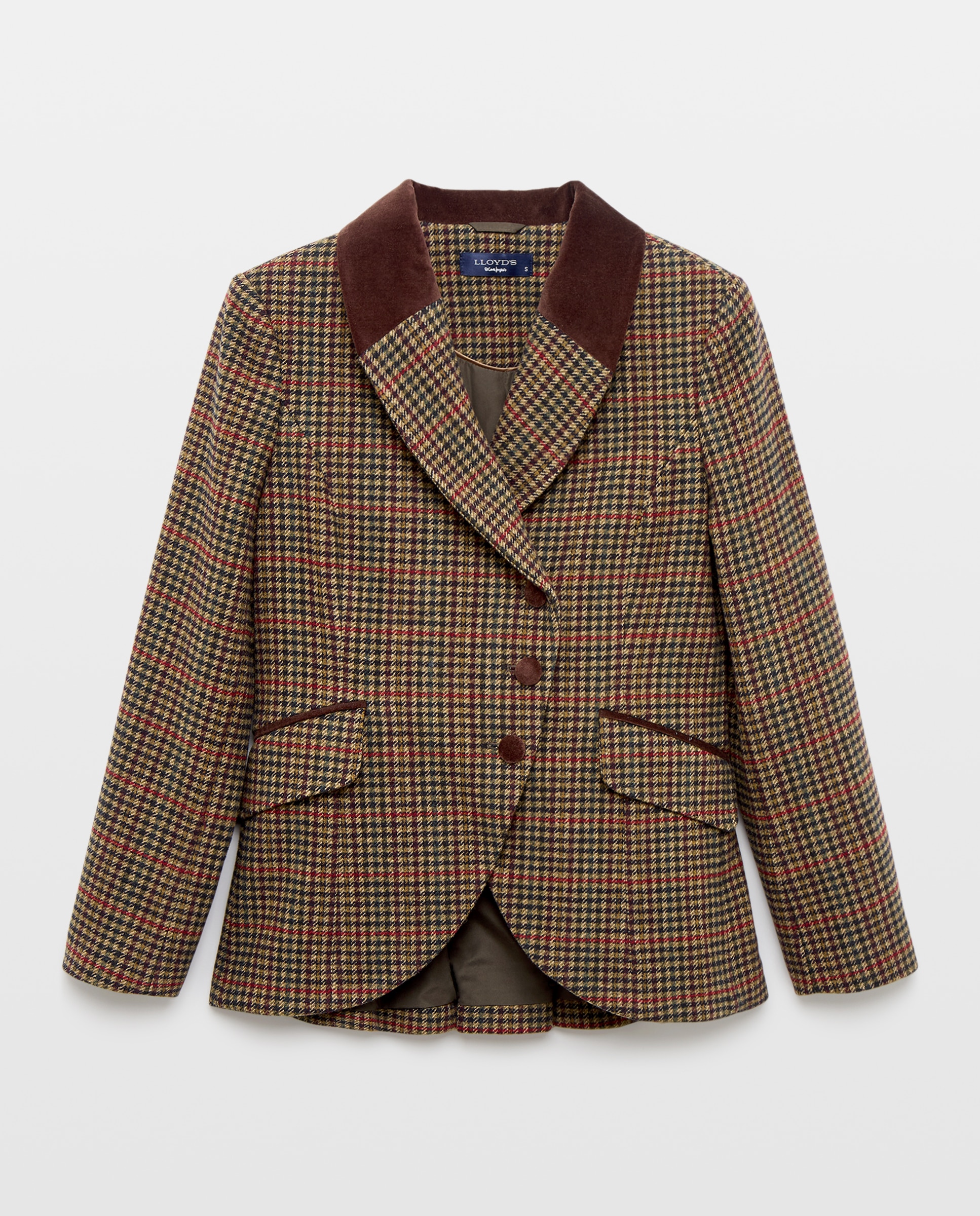 Imagen 4 de Chaqueta de mujer con cuadros de terciopelo y peplum - Lloyd's - Verde Verde