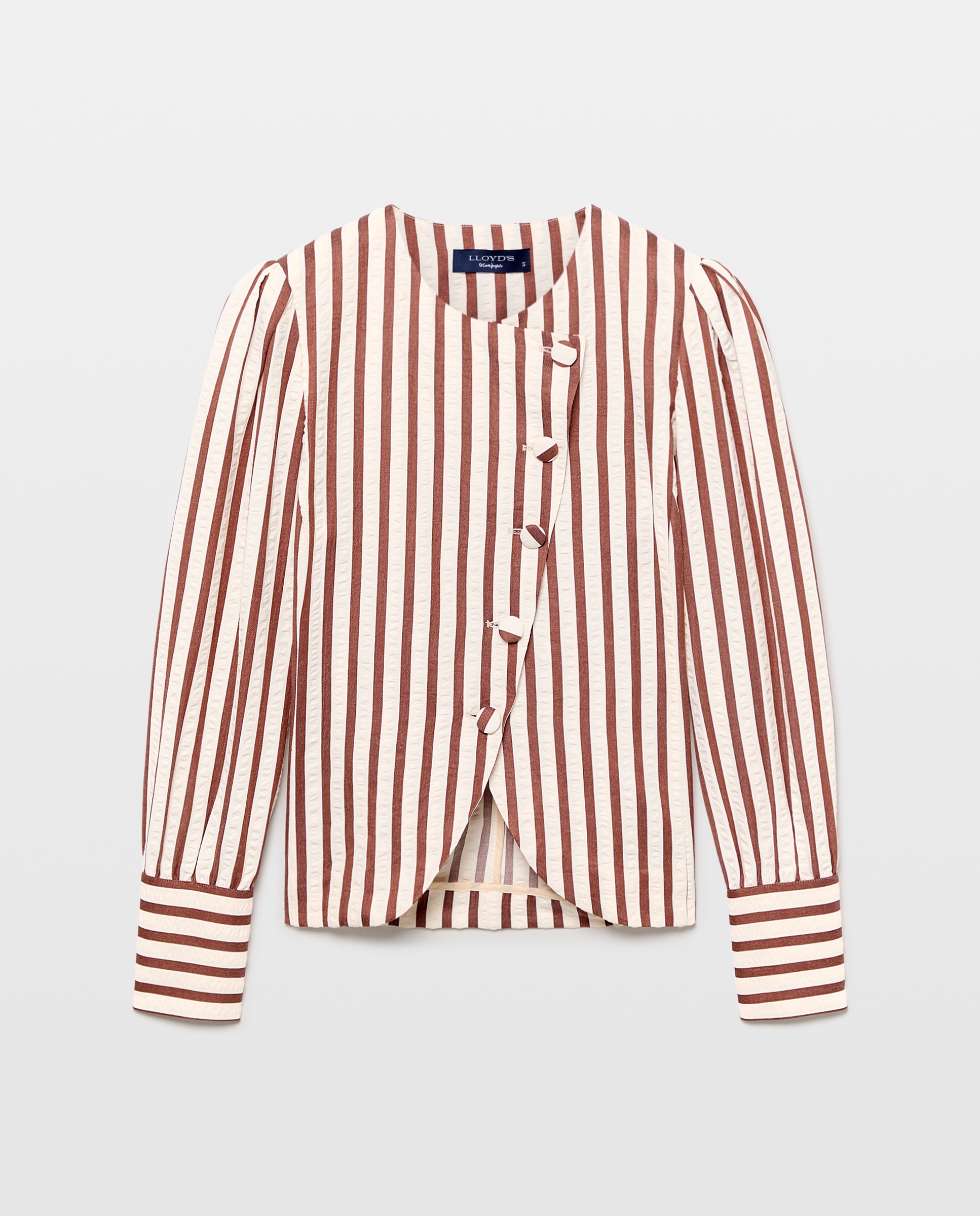 Chaqueta de mujer asimétrica de rayas - Lloyd's - Marrón Marrón-4