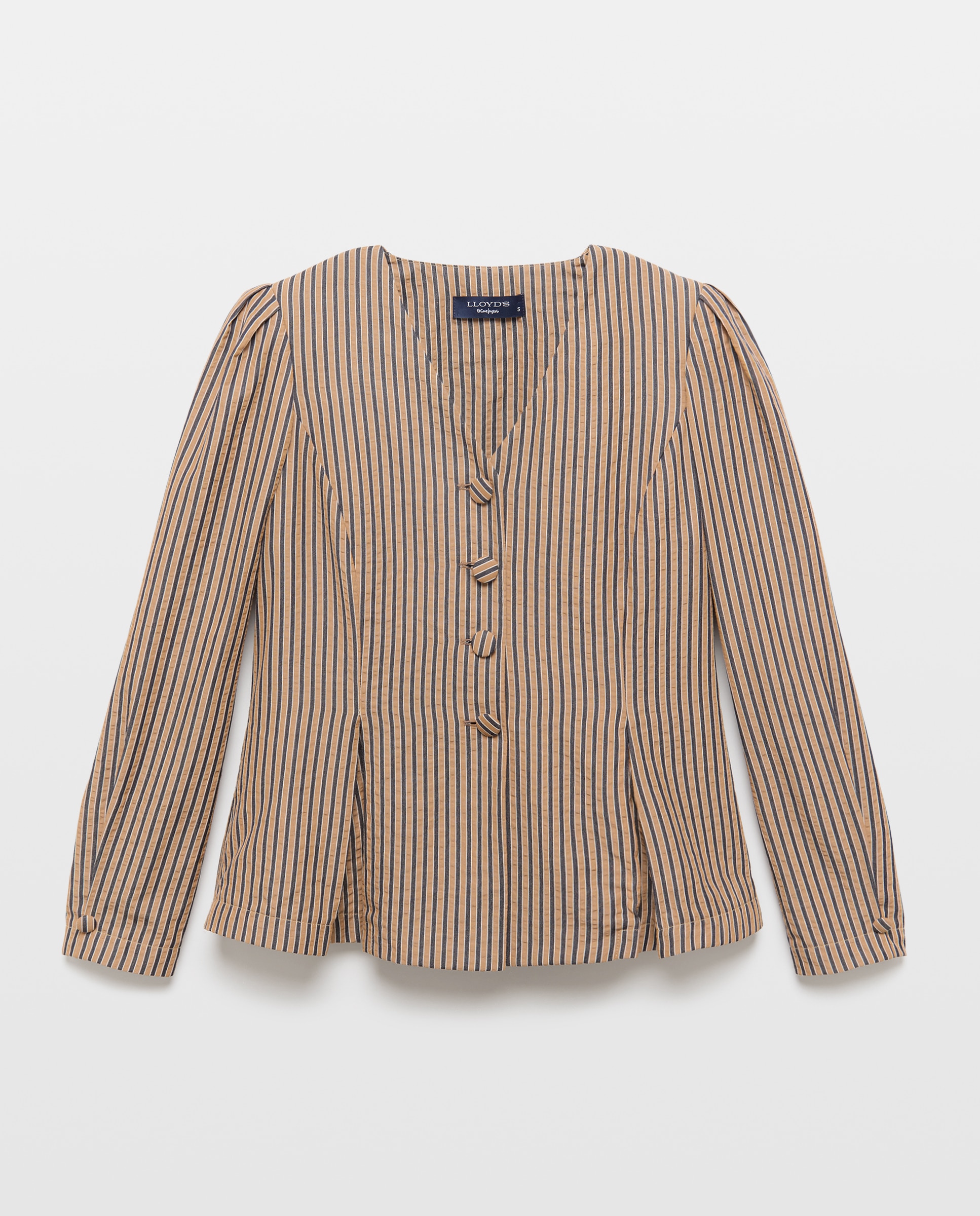 Chaqueta de mujer con cuello pico y raya seersucker - Lloyd's - Azul Azul-4