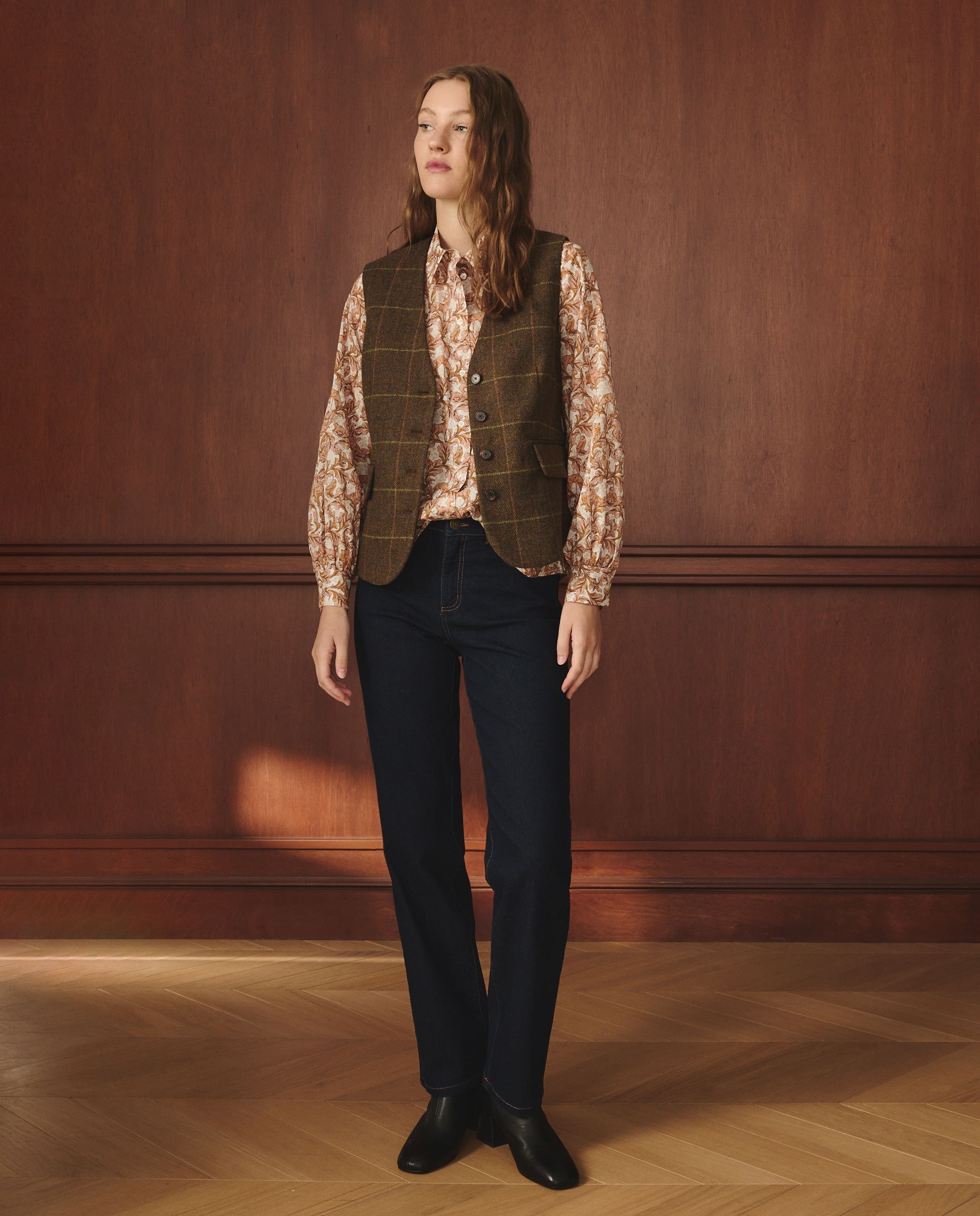 Colete Clássico aos Quadrados 520 Caqui-2