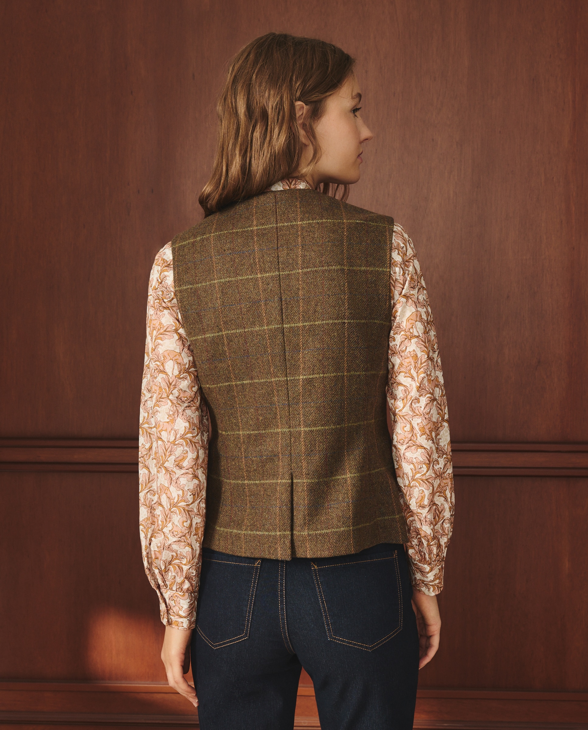 Colete Clássico aos Quadrados 520 Caqui-3