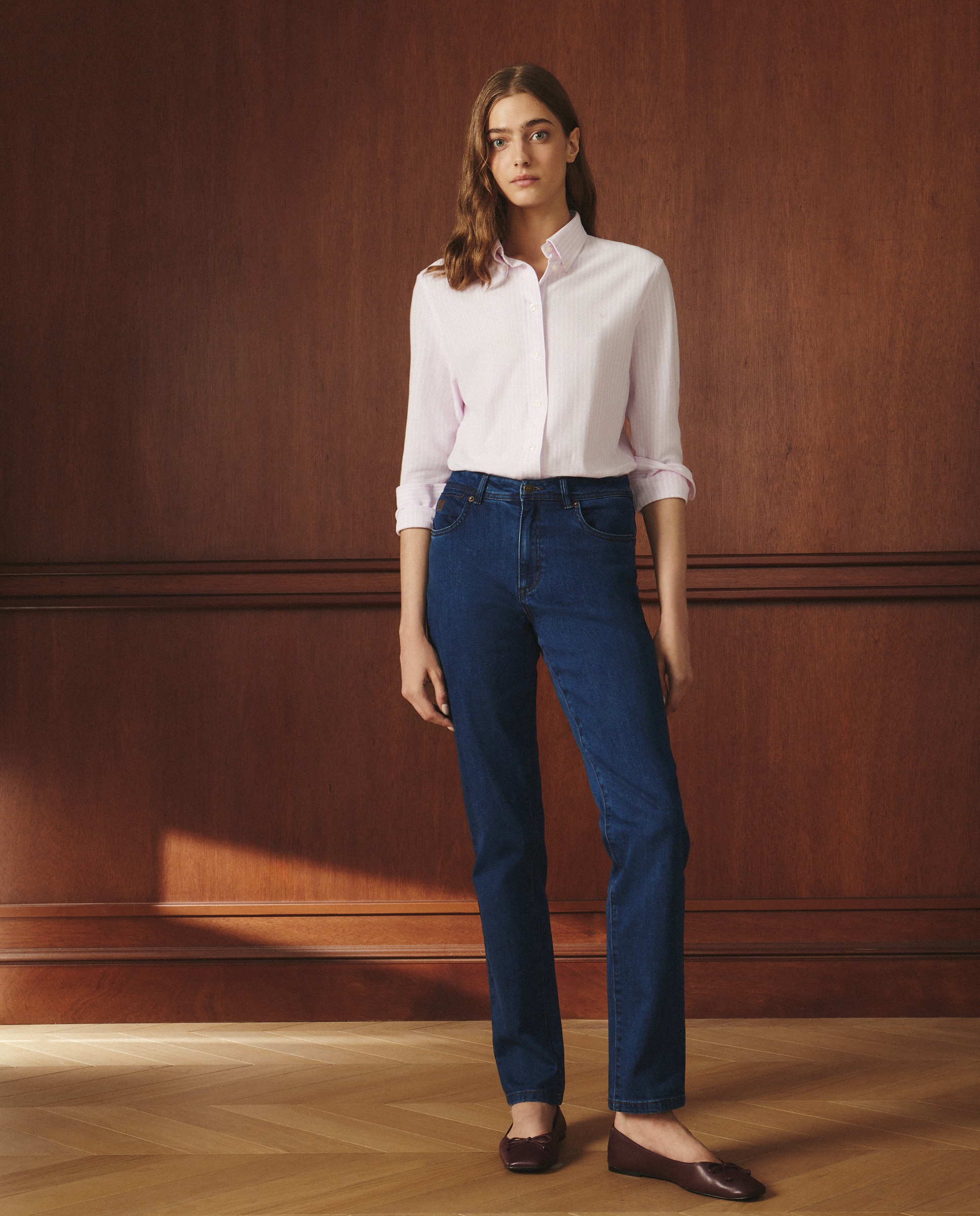 Camisa de Algodão com Manga Comprida Rosa-2