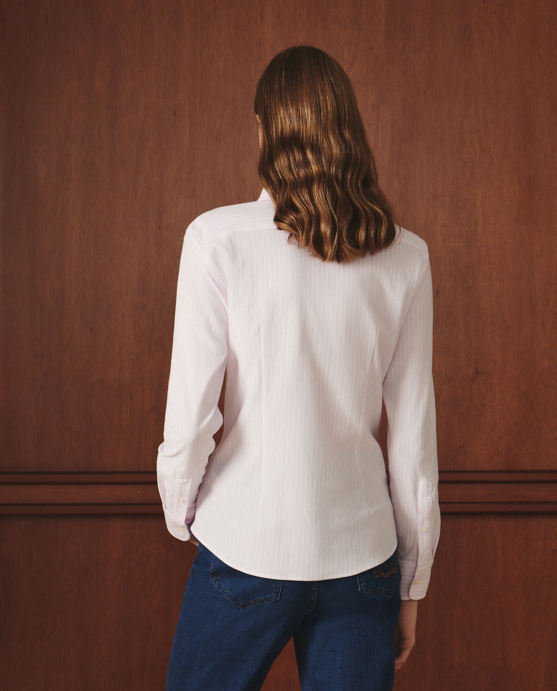 Camisa de Algodão com Manga Comprida Rosa-3