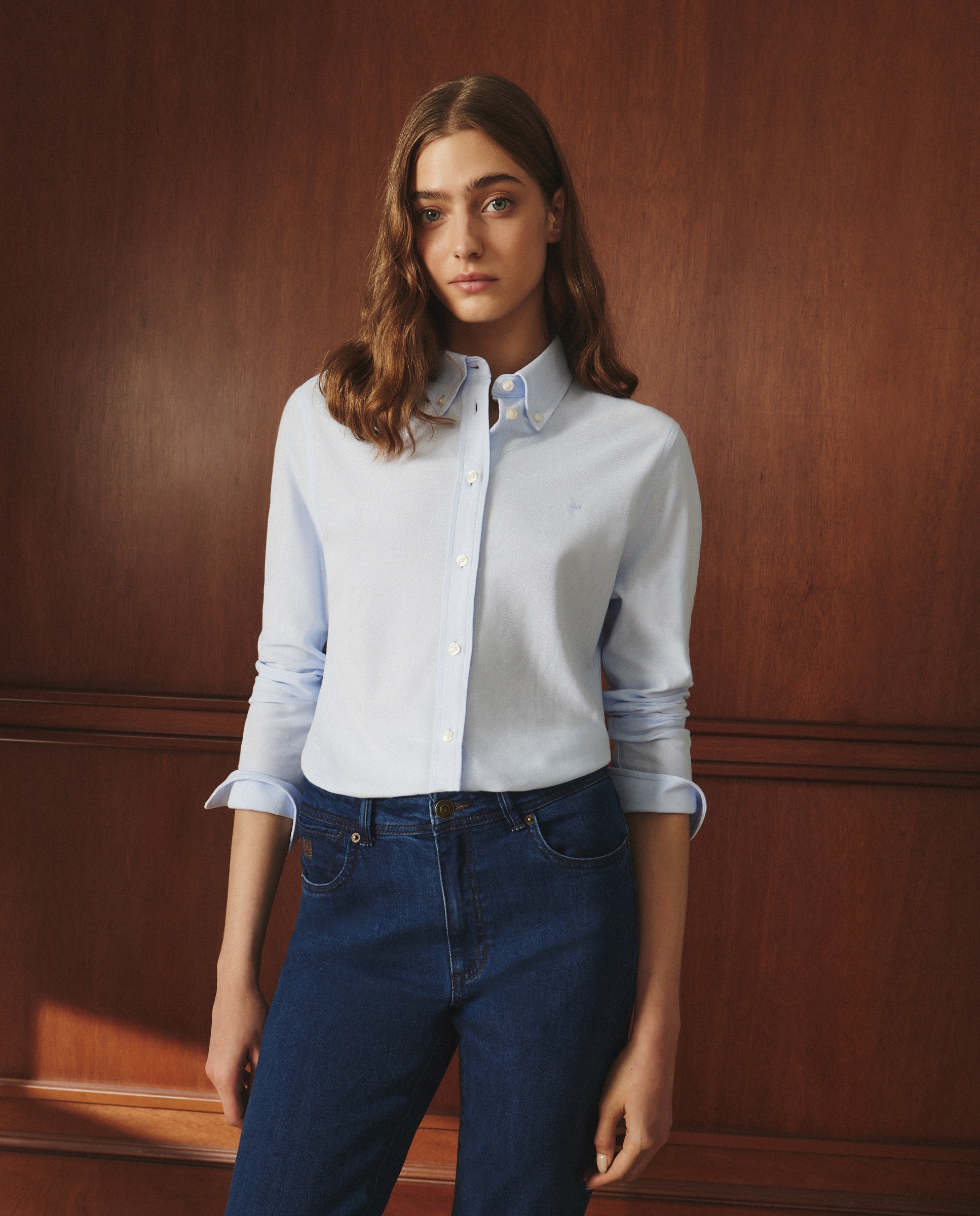 Camisa lisa de manga larga de mujer - Lloyd's - 400 Azul 400 Azul-1