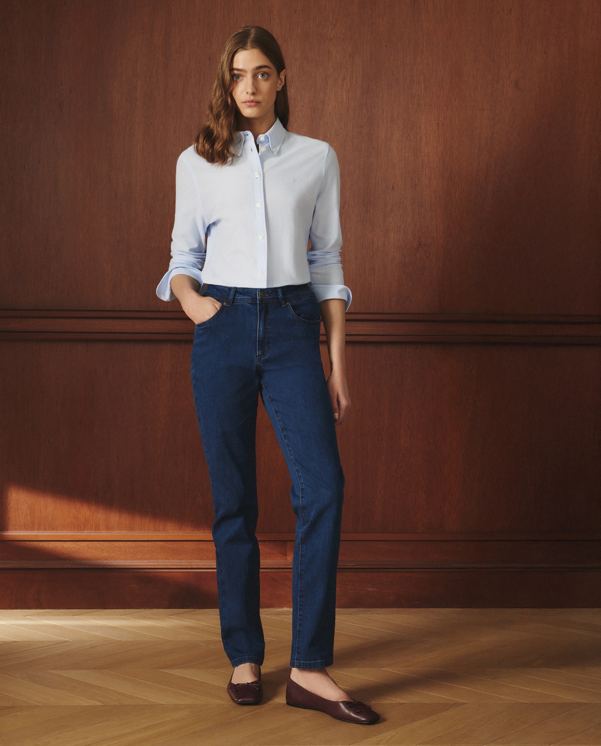 Camisa lisa de manga larga de mujer - Lloyd's - 400 Azul 400 Azul-2