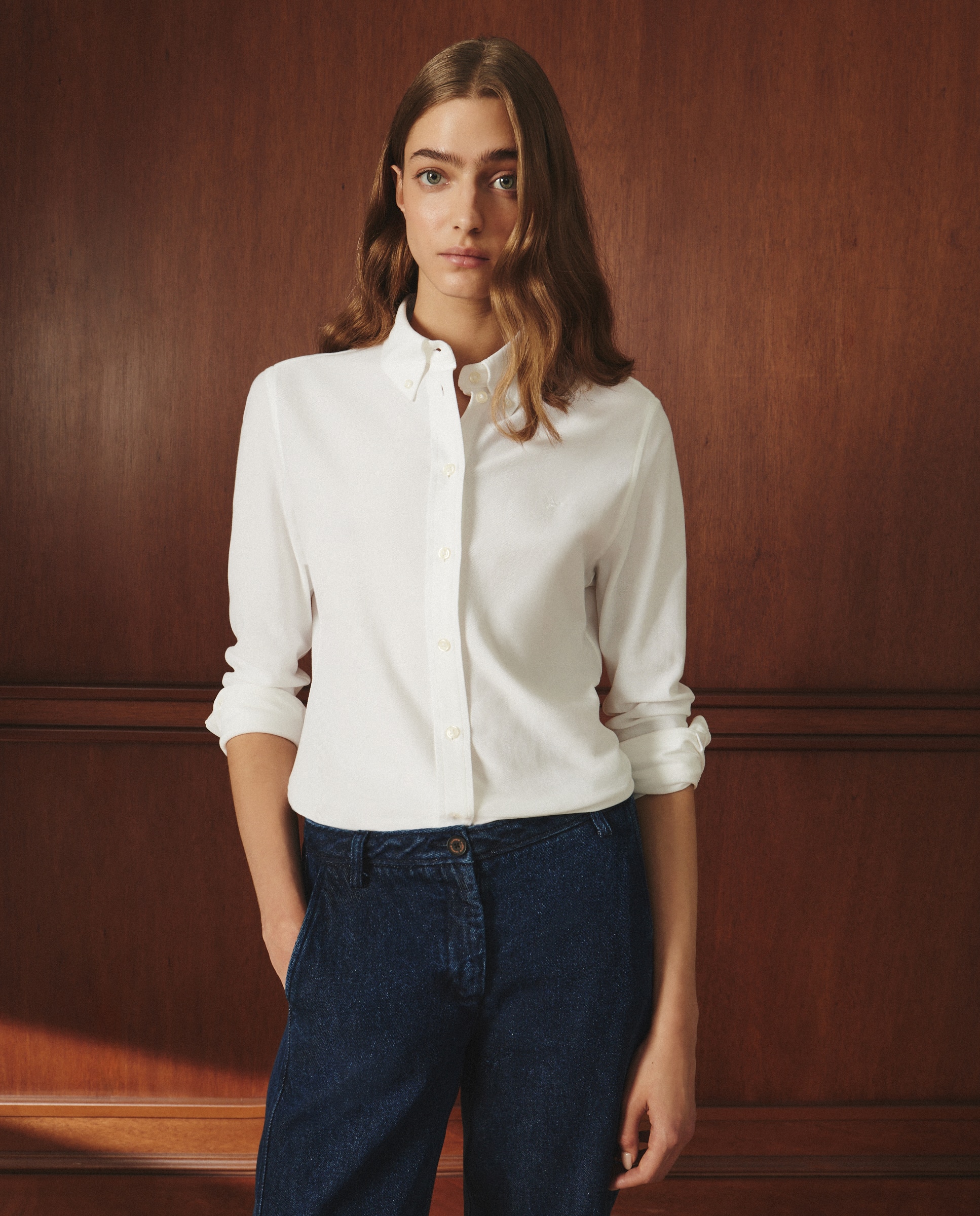 Camisa lisa de manga larga de mujer - Lloyd's - Blanco Blanco-2