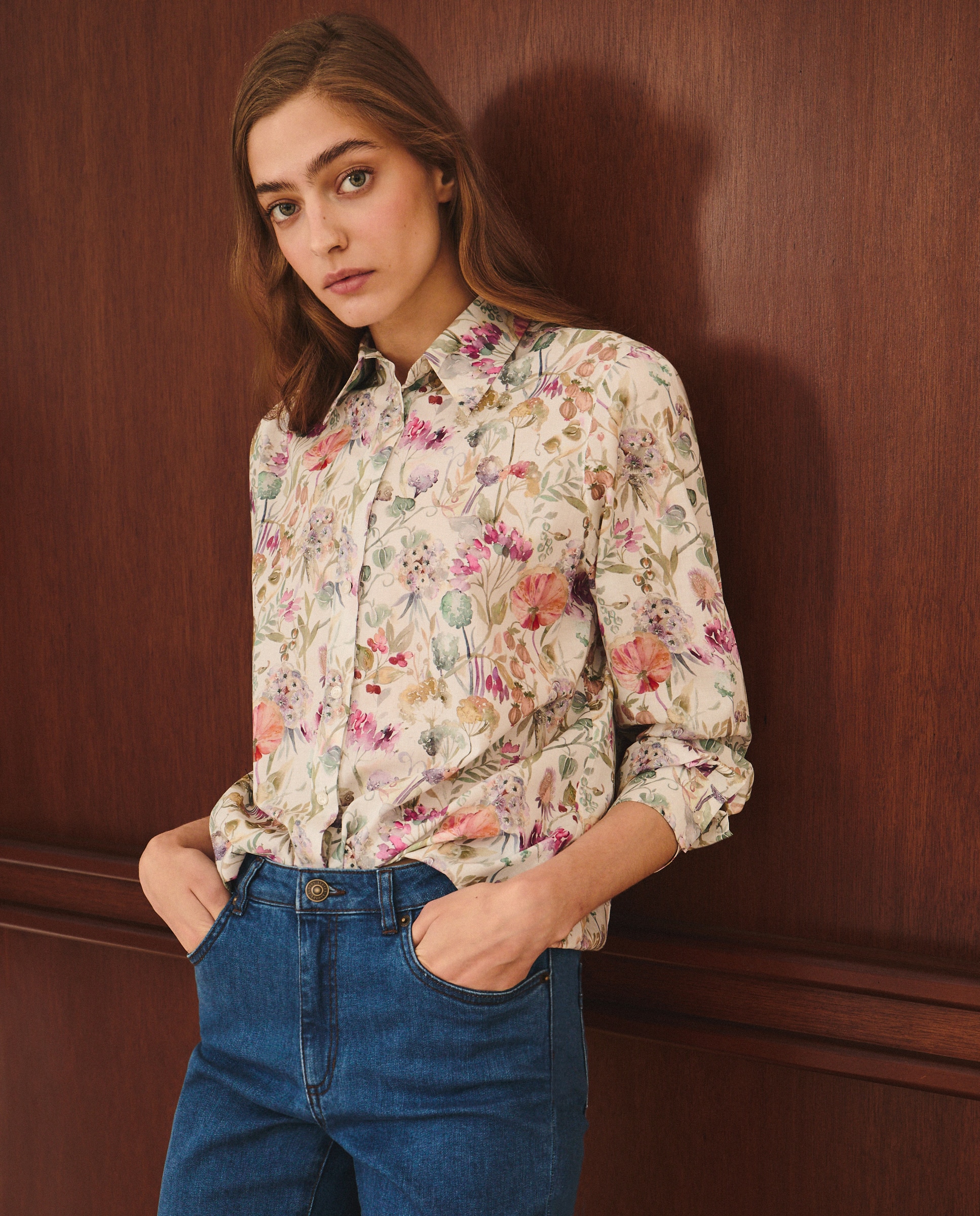 Camisa de Manga Comprida Botânica Rosa-1