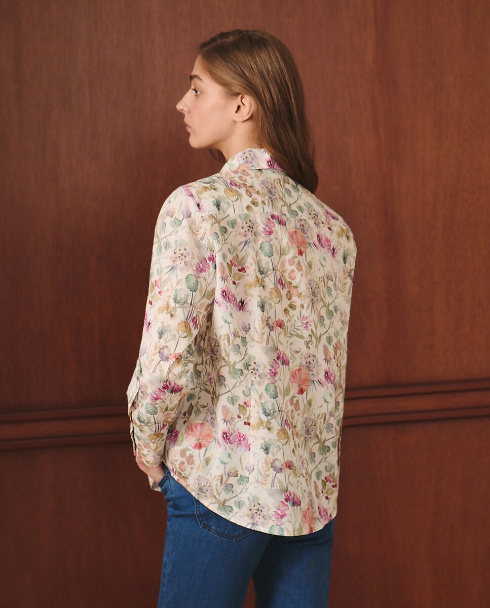 Camisa de Manga Comprida Botânica Rosa-3