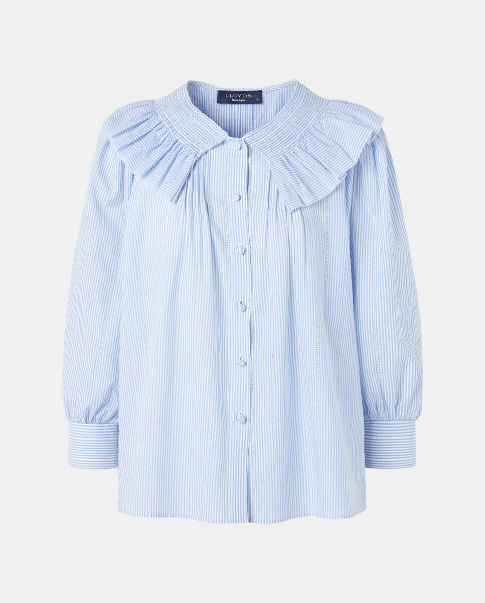 Blusa de Manga Comprida Estampada Azul-5