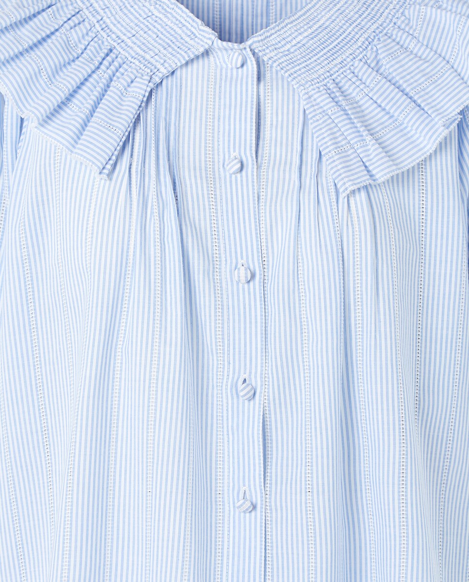 Blusa de Manga Comprida Estampada Azul-6