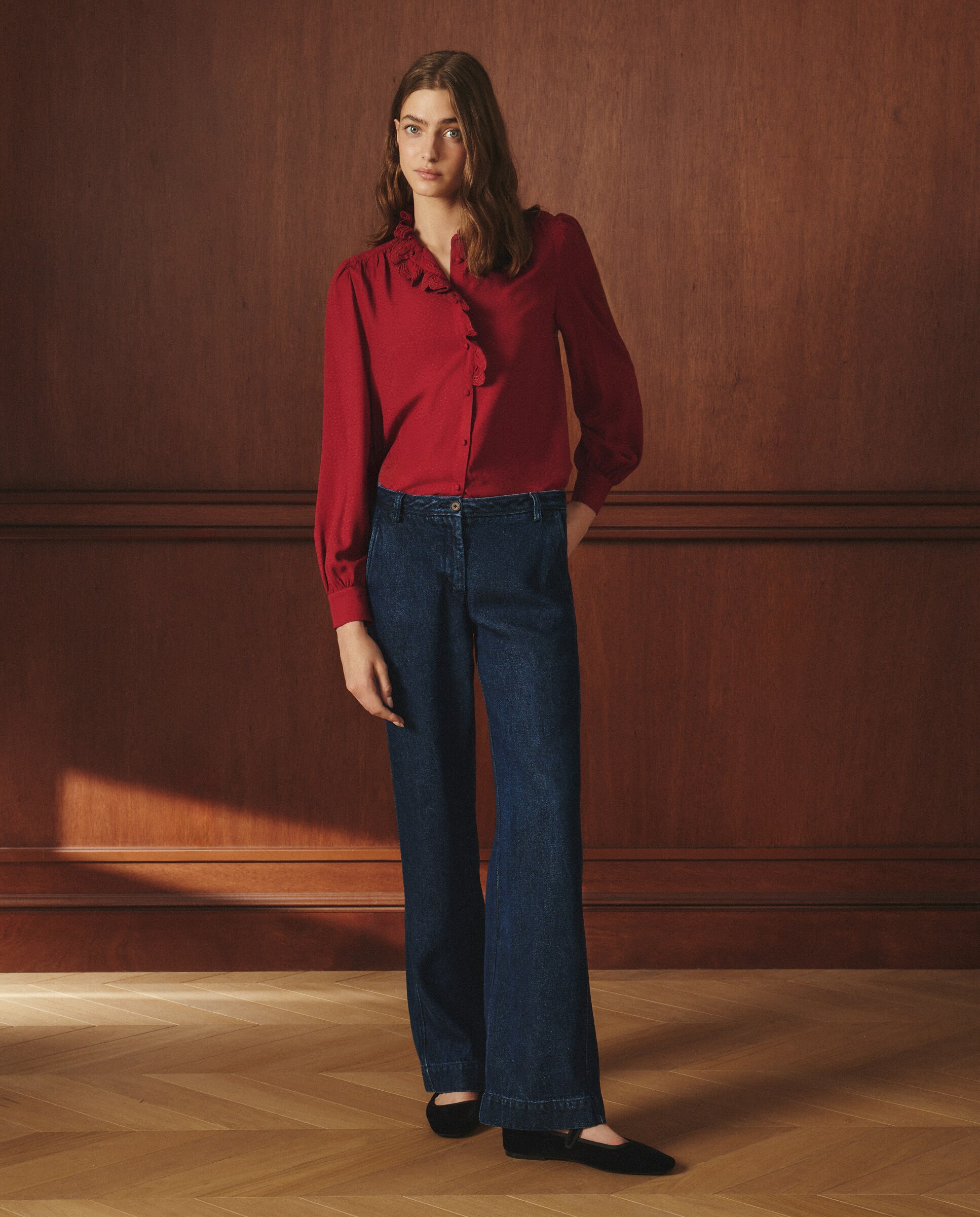 Blusa Lisa de Manga Comprida 600 Vermelho-2