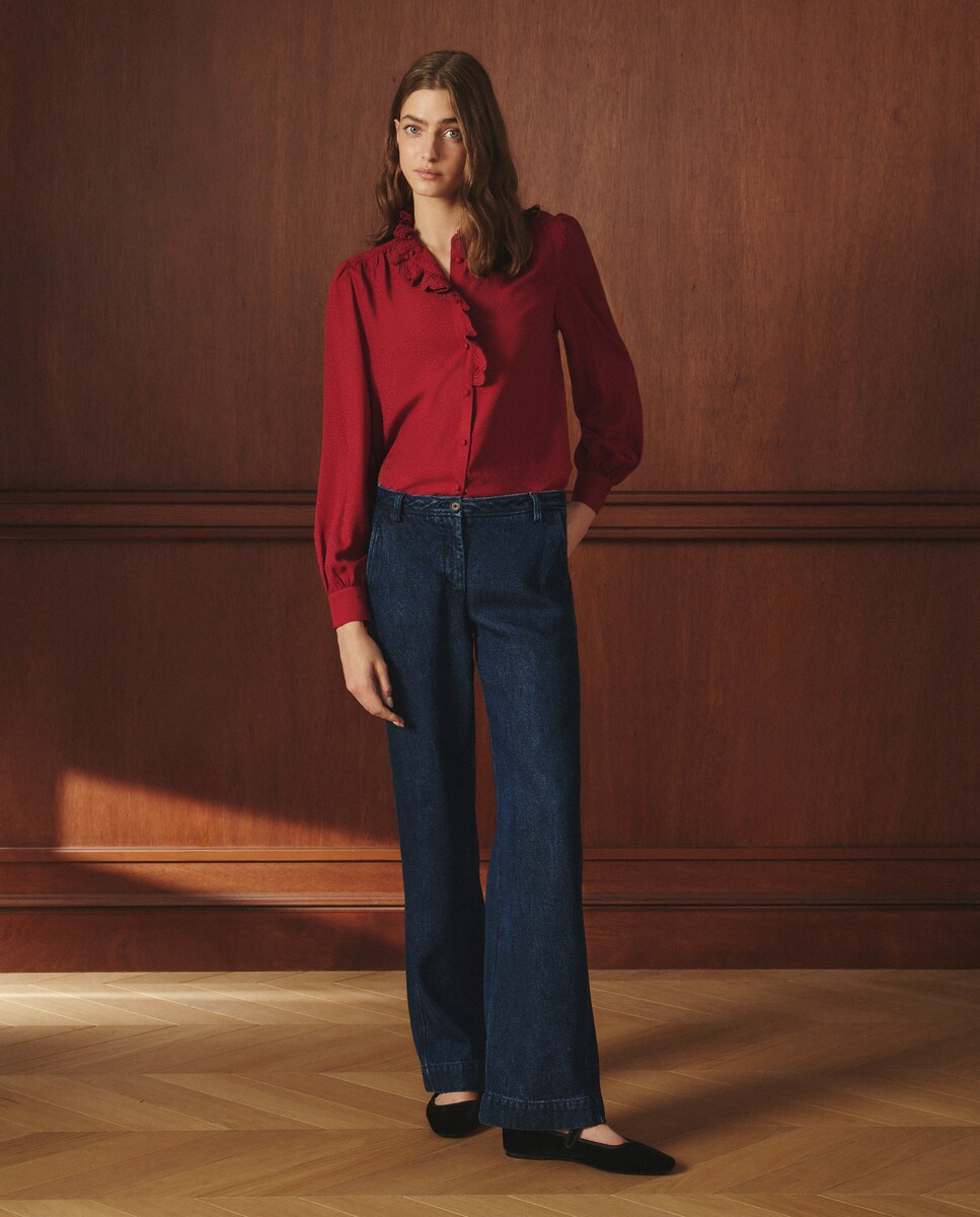 Blusa Lisa de Manga Comprida 600 Vermelho-2