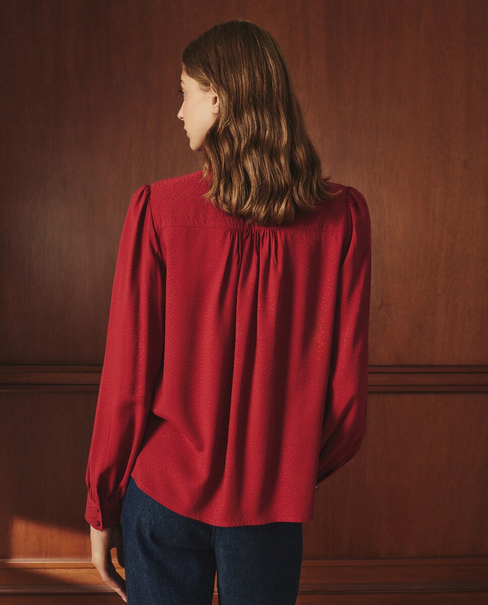 Blusa Lisa de Manga Comprida 600 Vermelho-3