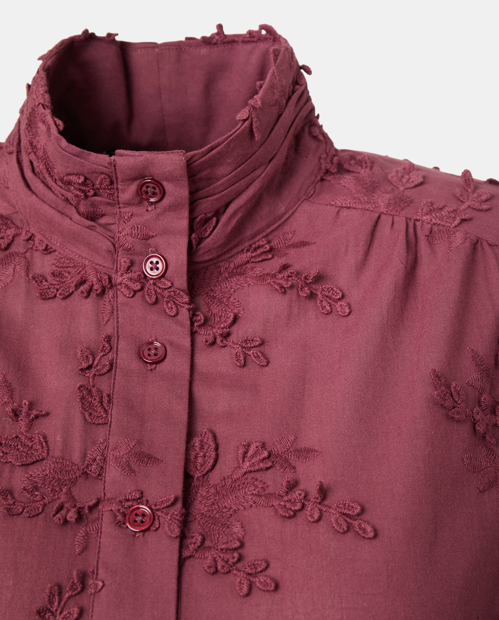 Blusa de Algodão Lisa com Manga Comprida Bordeaux-5