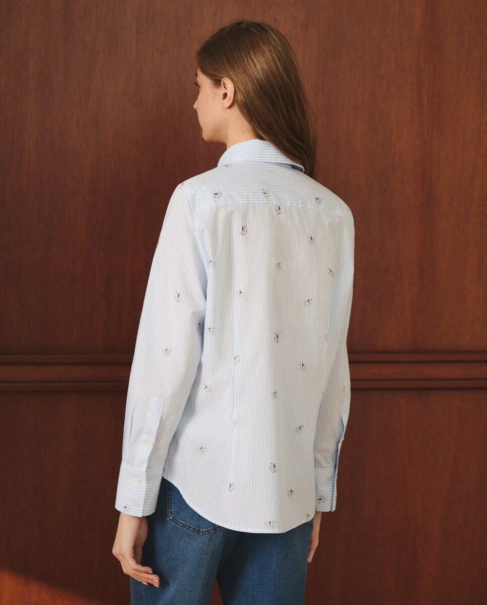 Camisa de Manga Comprida às Riscas Azul-3