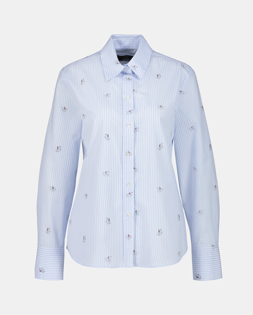 Camisa de Manga Comprida às Riscas Azul-4