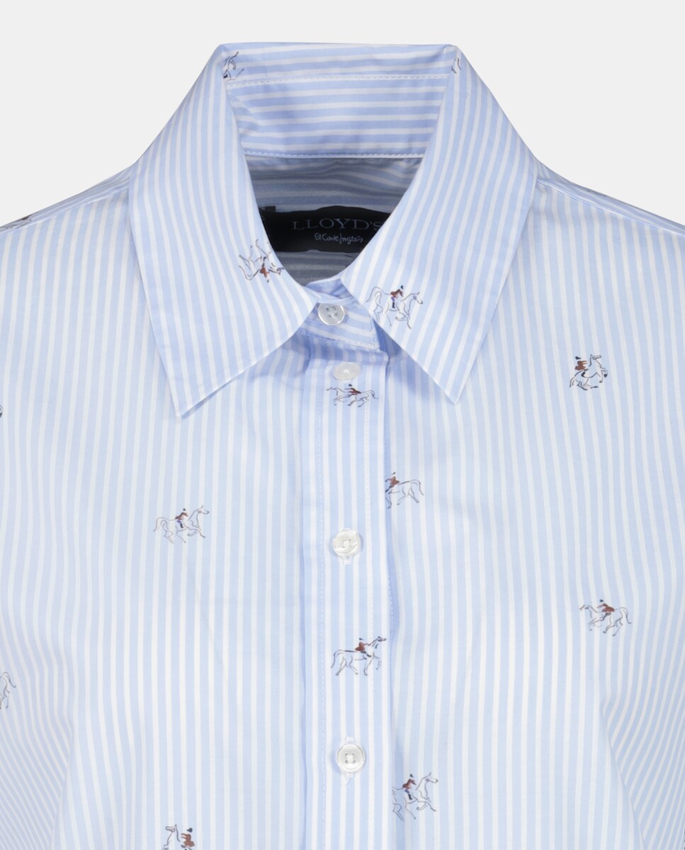 Camisa de Manga Comprida às Riscas Azul-5