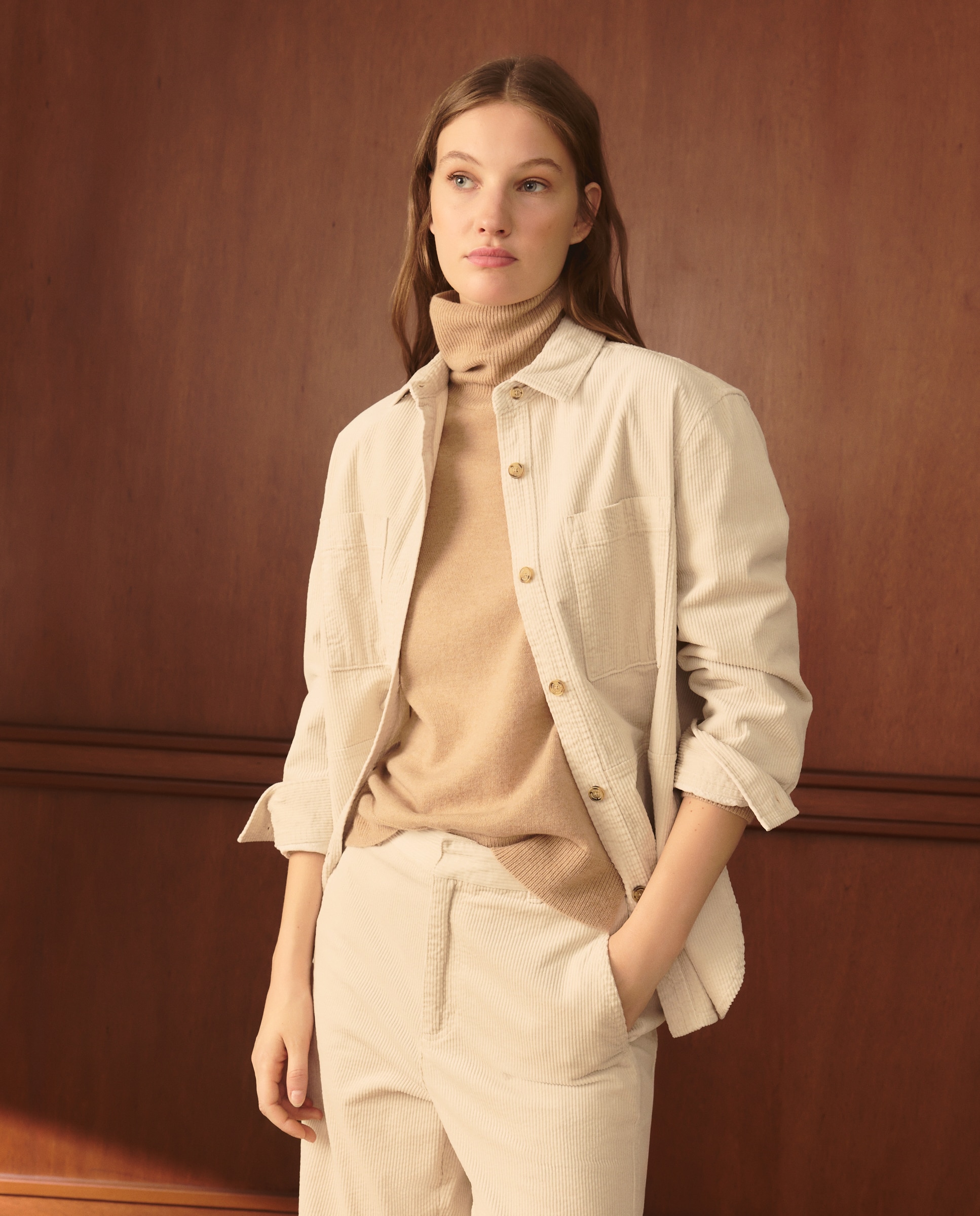 Sobrecamisa de Bombazina com Manga Comprida 120 Cru-1