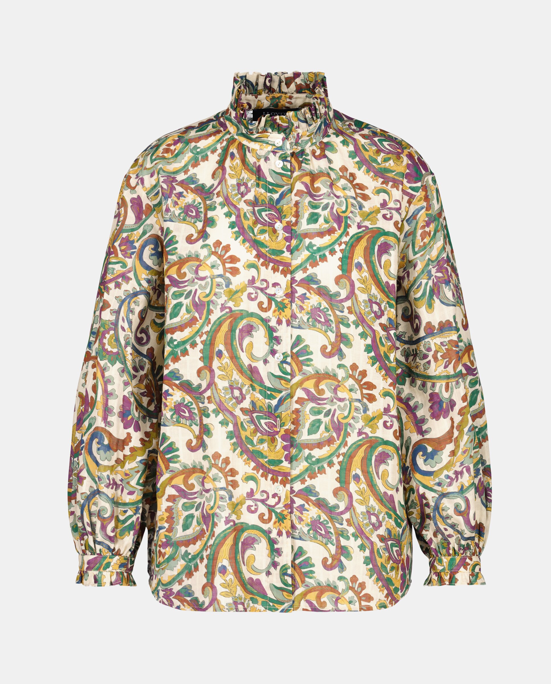 Blusa de Manga Comprida com Estampado Paisley Branco-4