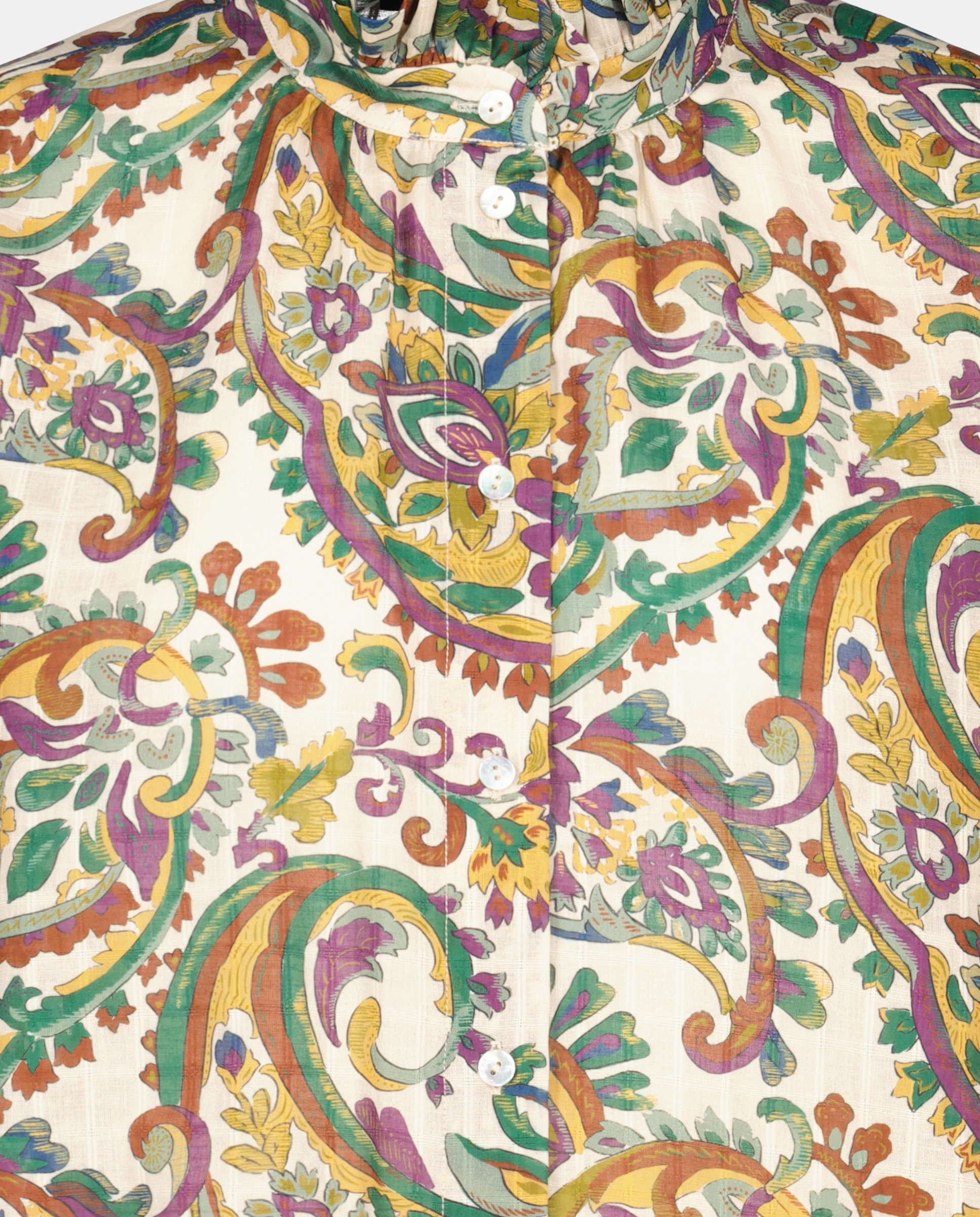 Blusa de Manga Comprida com Estampado Paisley Branco-5