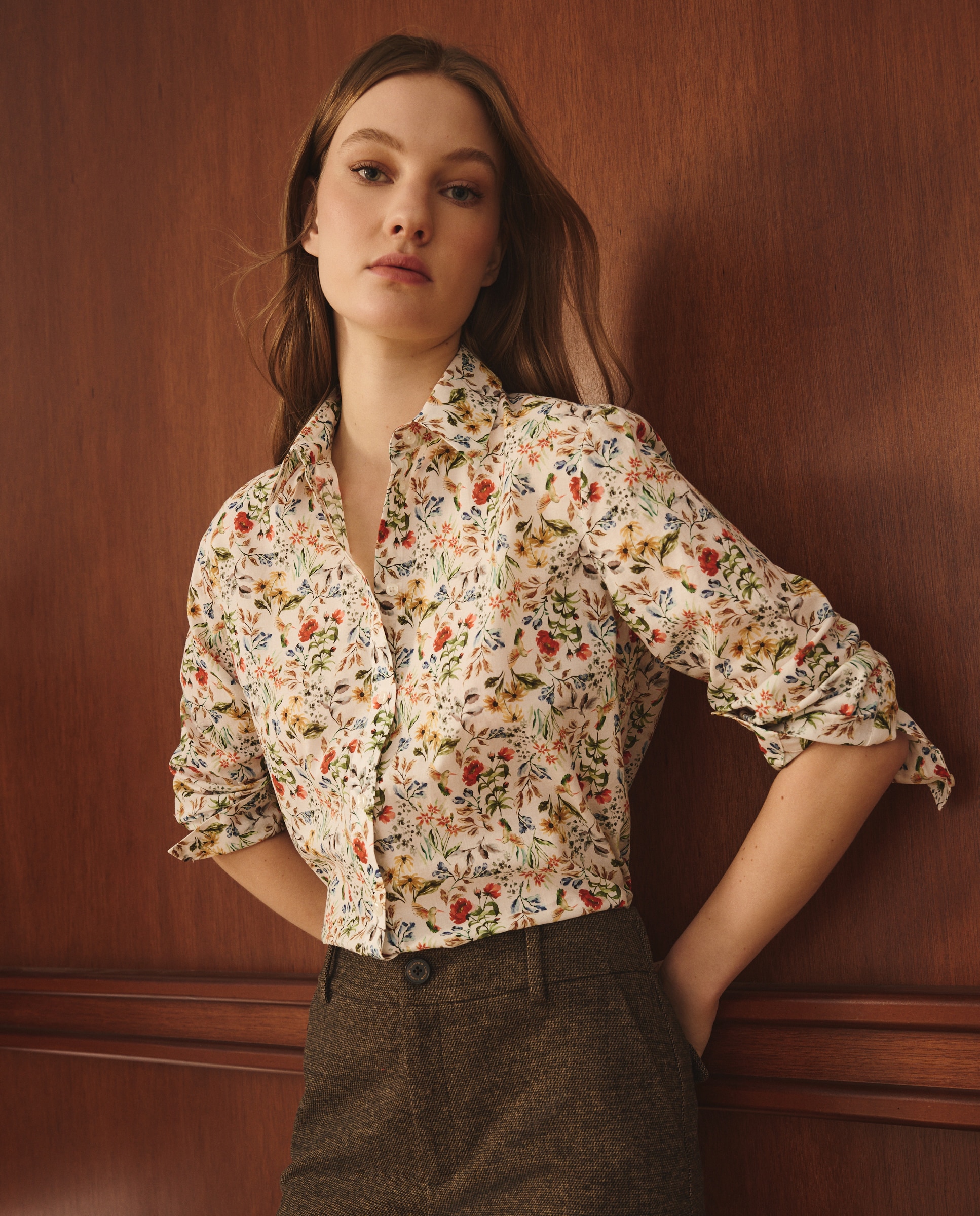 Camisa botánica de mujer con manga larga - Lloyd's - Rojo Rojo-3