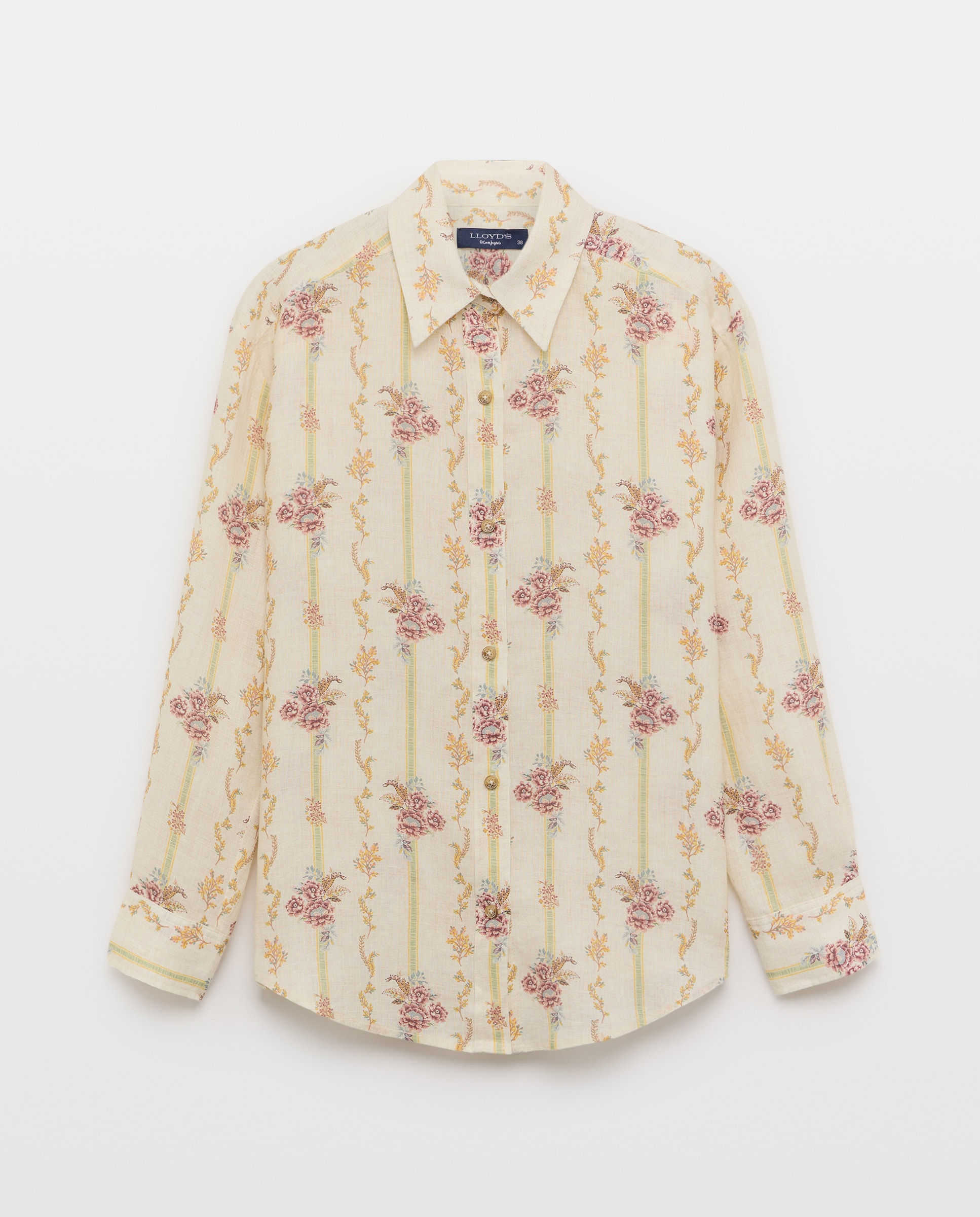 Camisa de mujer de lino con manga larga - Lloyd's - 440 Azulón Blanco-4
