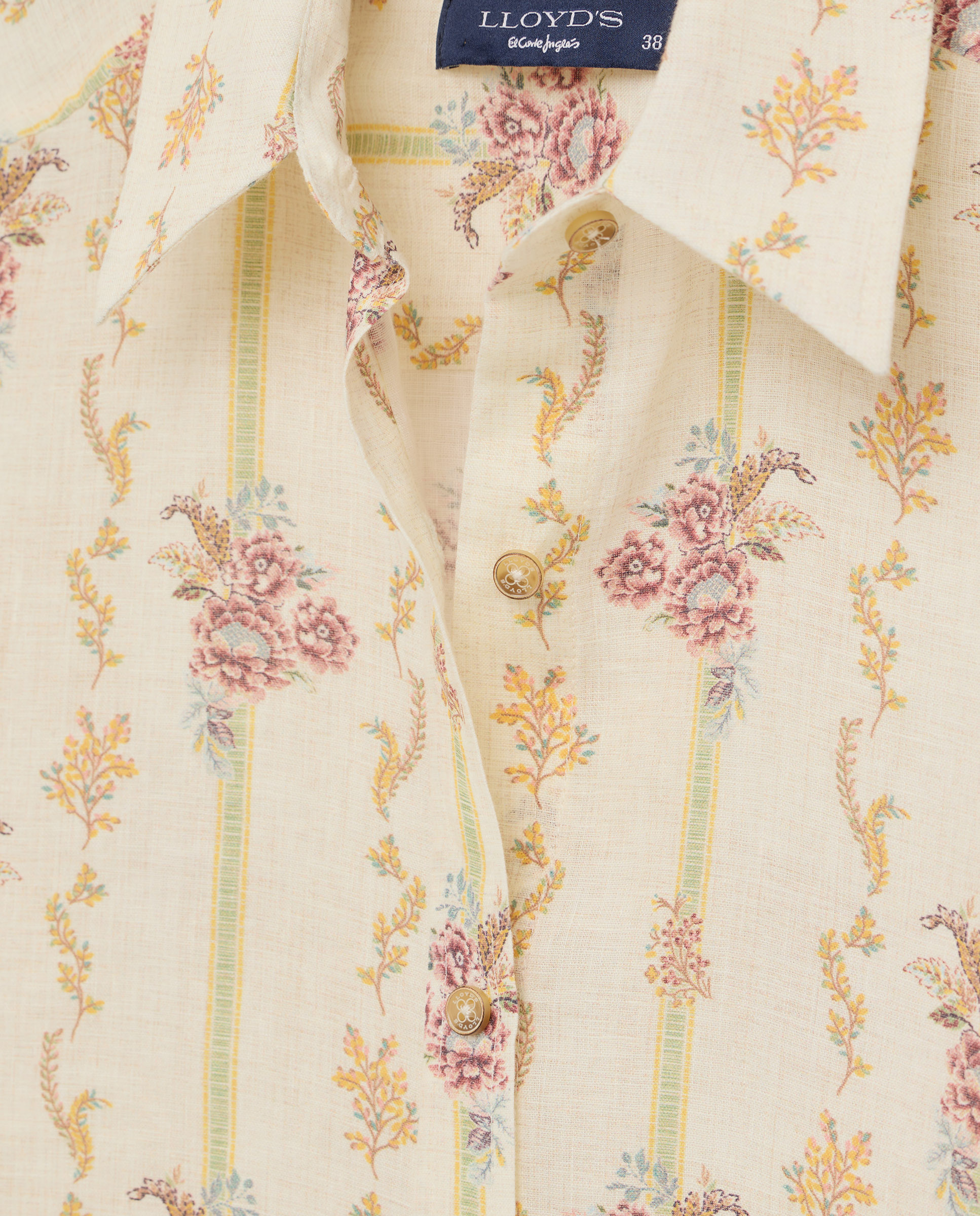Camisa de mujer de lino con manga larga - Lloyd's - 440 Azulón Blanco-5