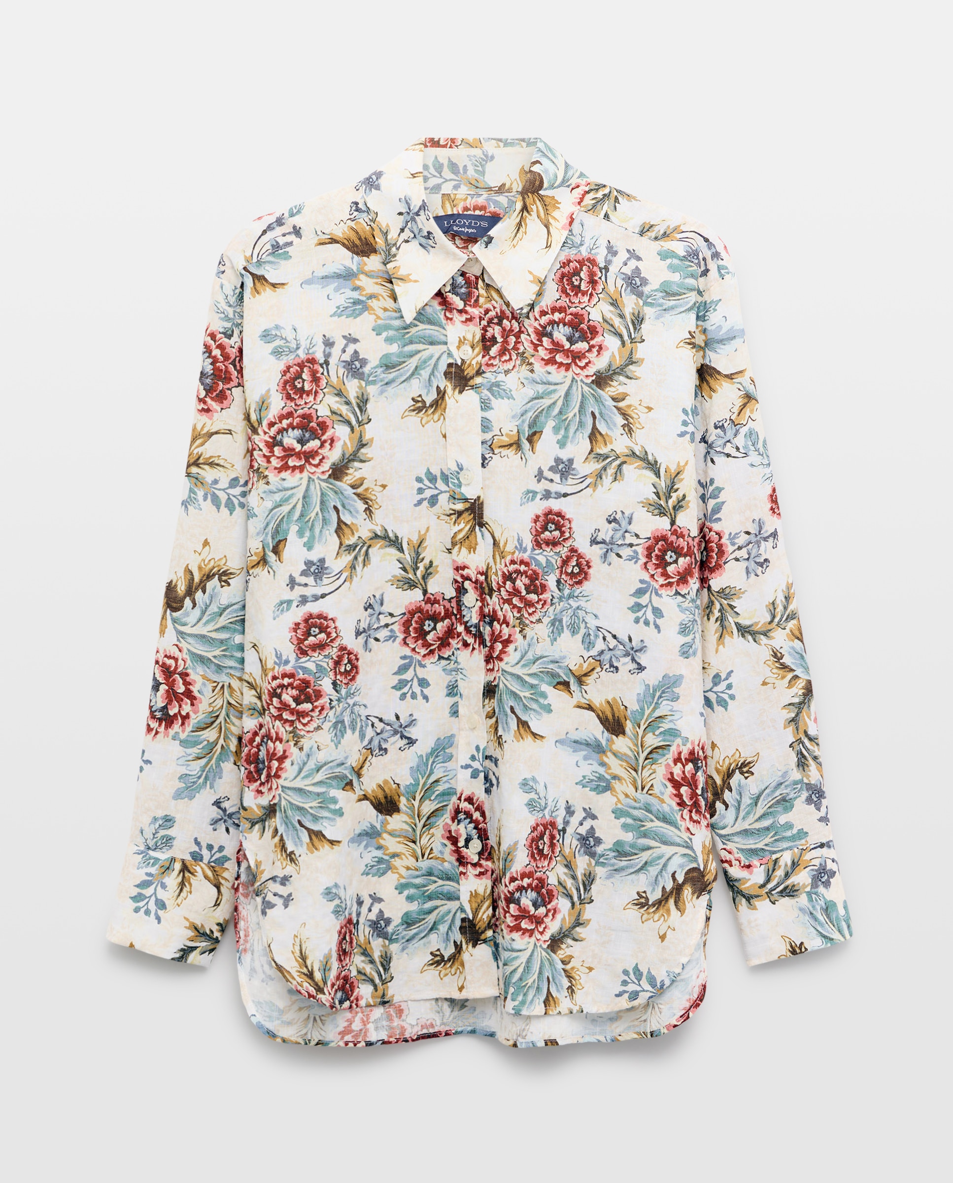 Camisa de mulher com manga comprida e estampado floral Branco-4