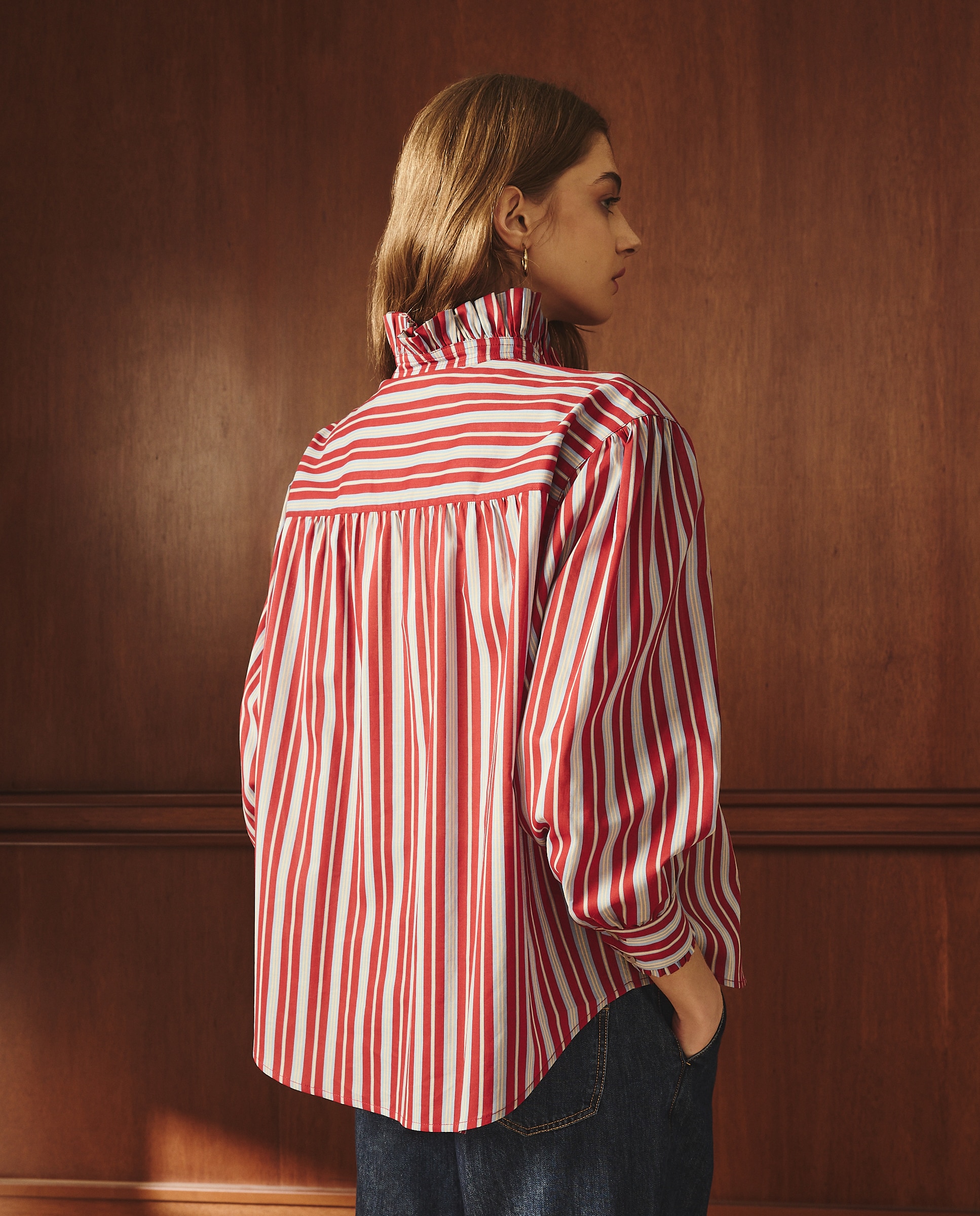 Imagen 4 de Blusa de mujer volante rayas rojas - Lloyd's - Rojo Rojo