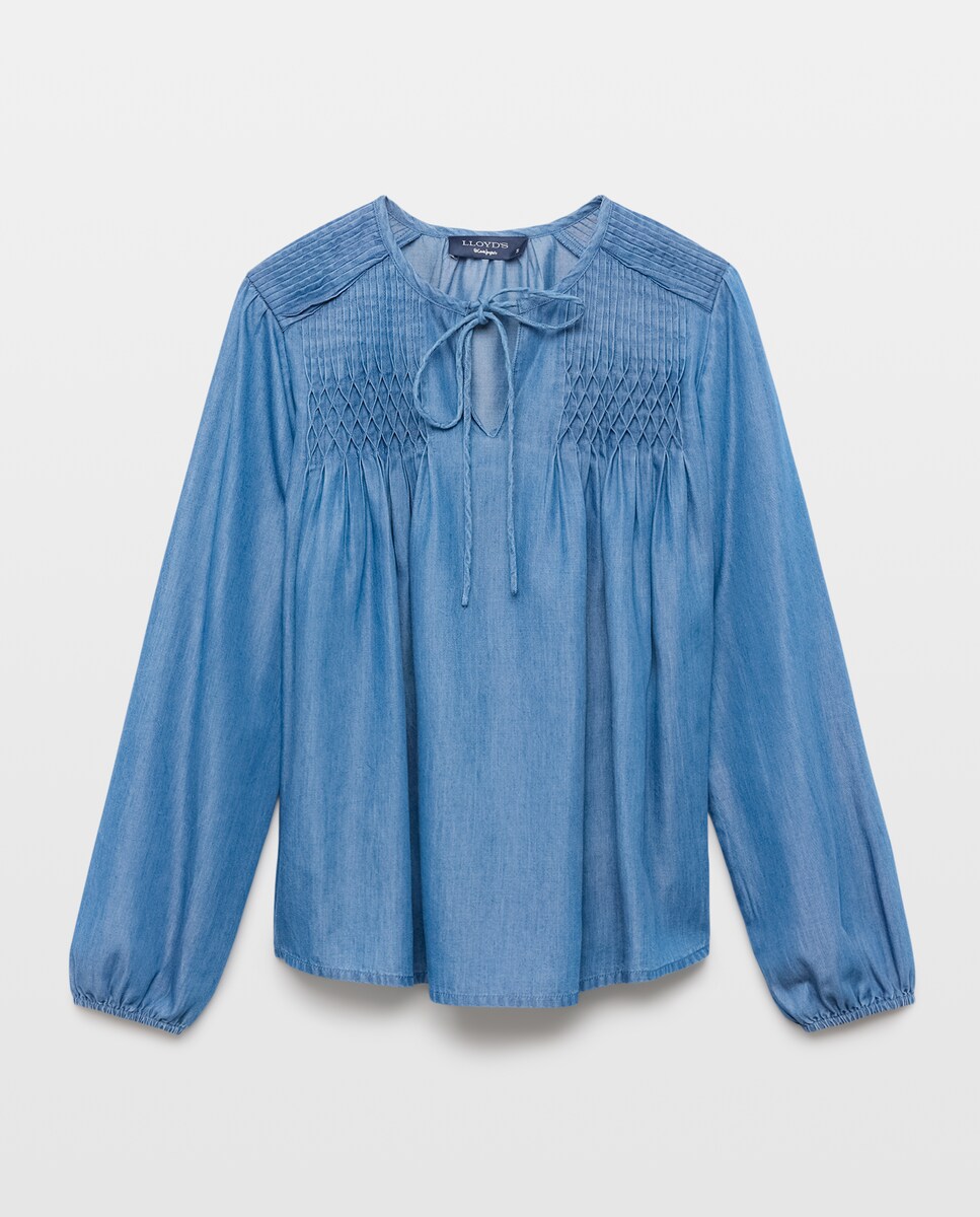 Imagen 0 de Blusa de manga larga Denim Nido de Abeja 482 Lavado medio