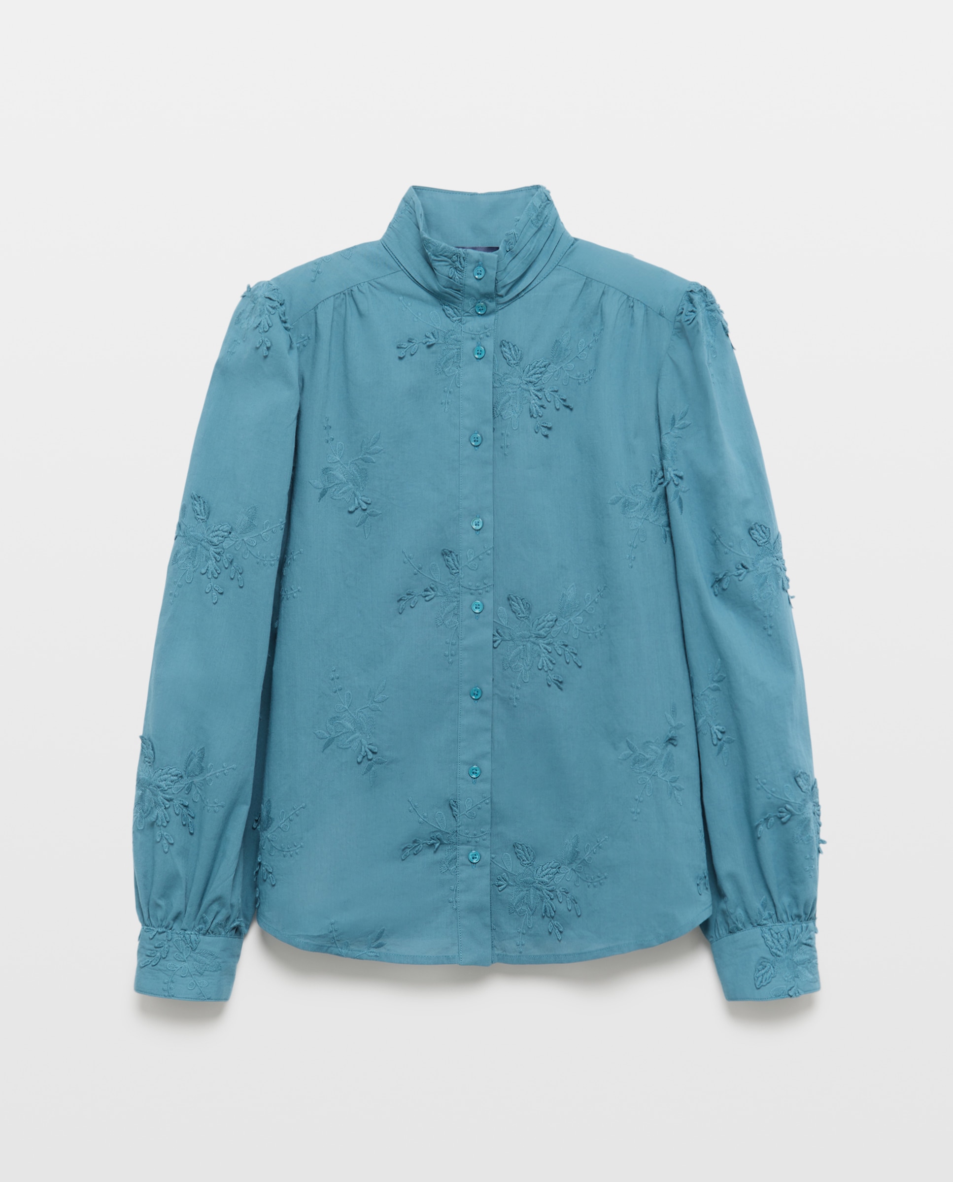 Blusa de mujer con manga larga y flor en relieve - Lloyd's - 400 Azul 400 Azul-5