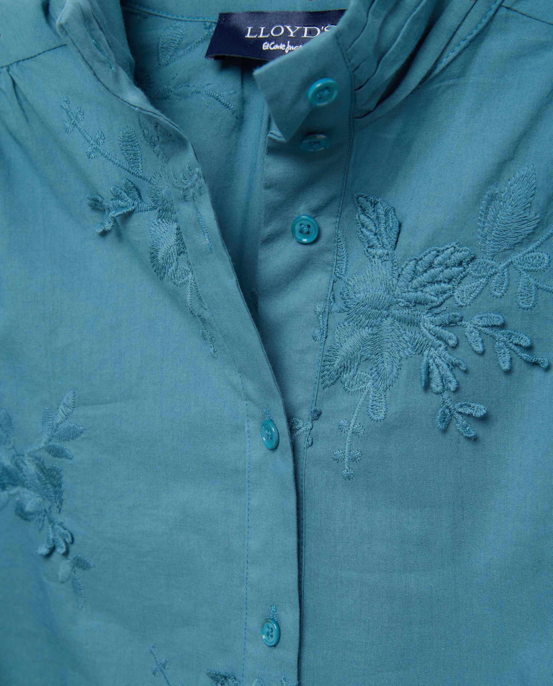 Blusa de mujer con manga larga y flor en relieve - Lloyd's - 400 Azul 400 Azul-6