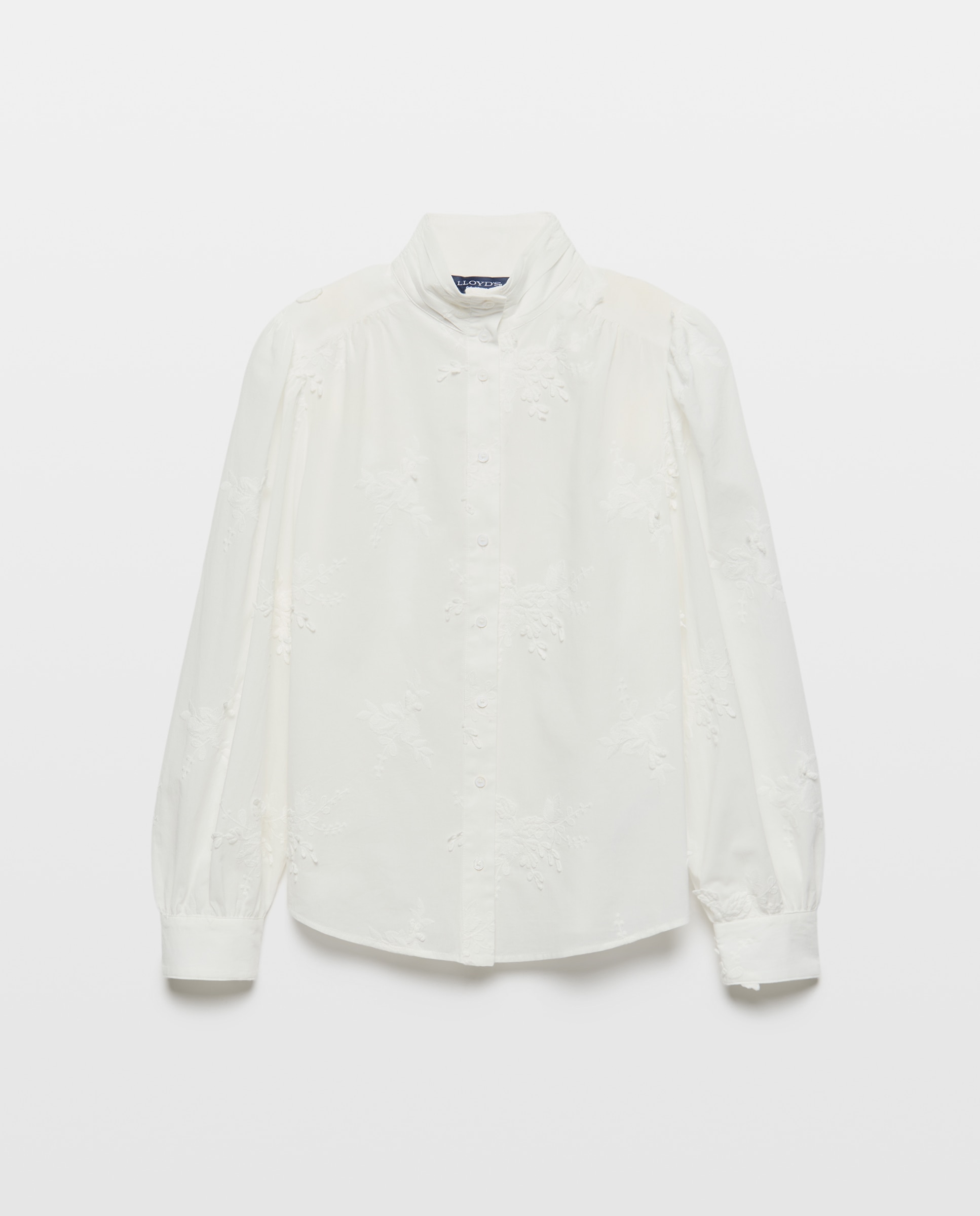 Blusa de mujer con manga larga y flor en relieve - Lloyd's - Blanco roto Blanco roto-5