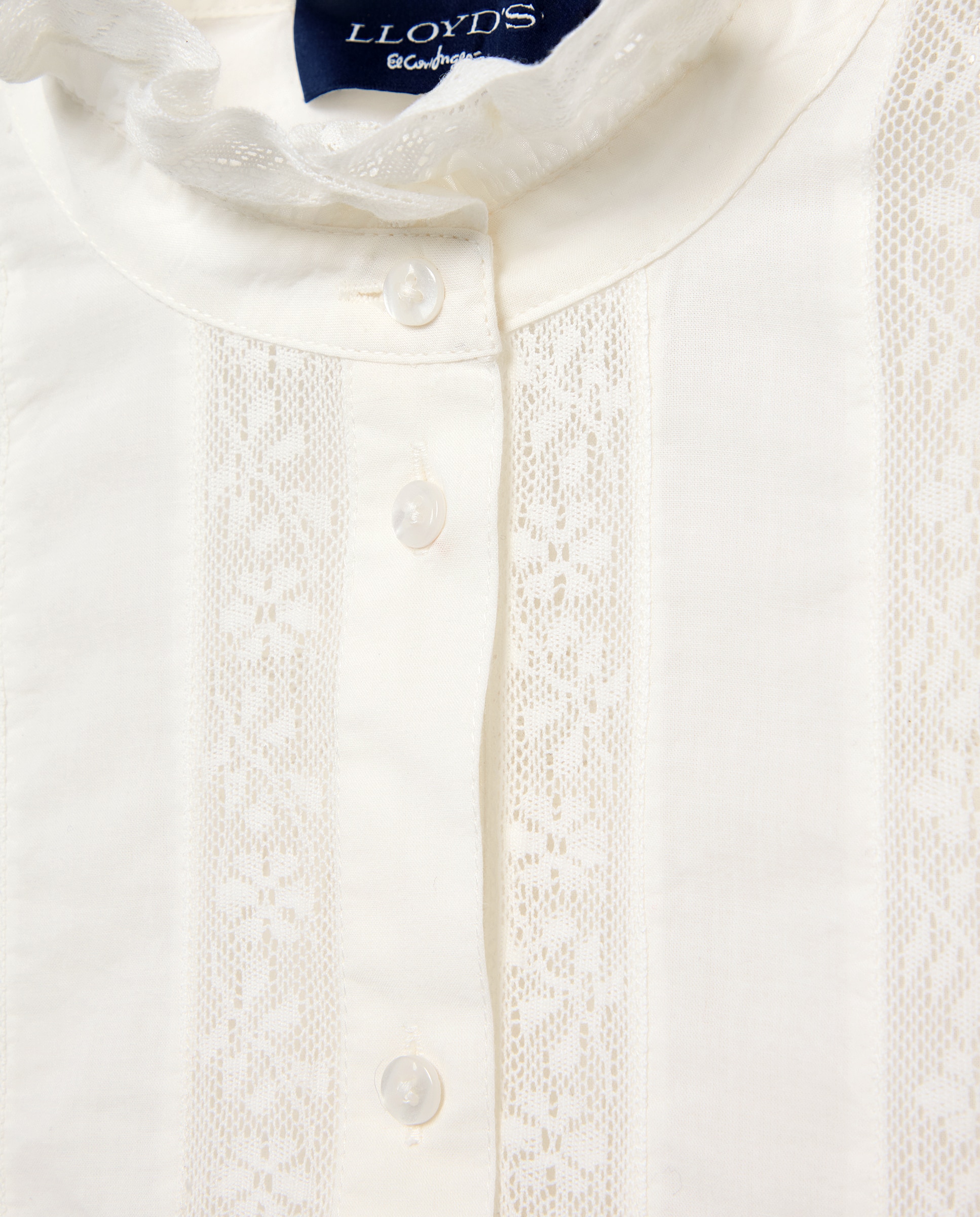 Blusa de mujer con manga larga y encaje - Lloyd's - Blanco roto Blanco roto-5