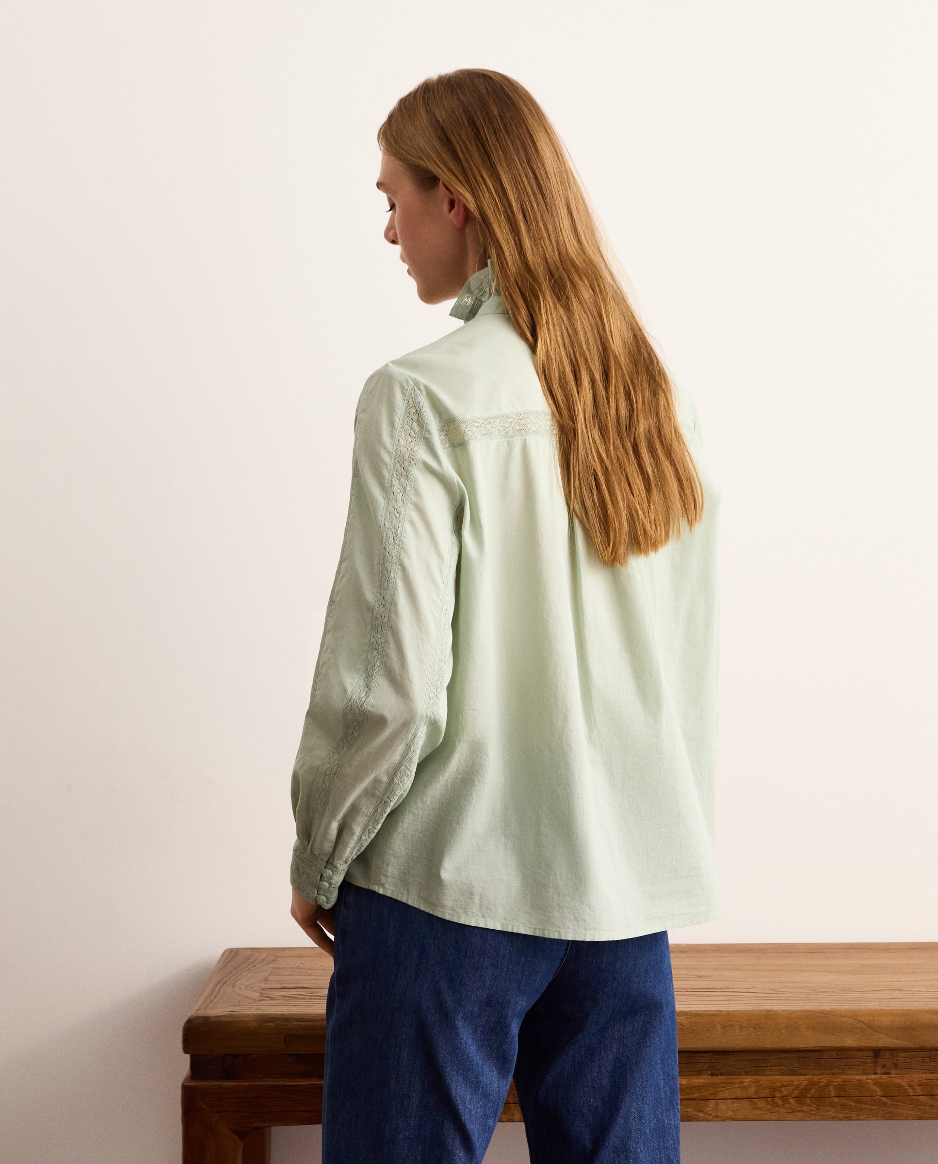 Blusa de mujer con manga larga y encaje - Lloyd's - 510 Verde claro 510 Verde claro-3