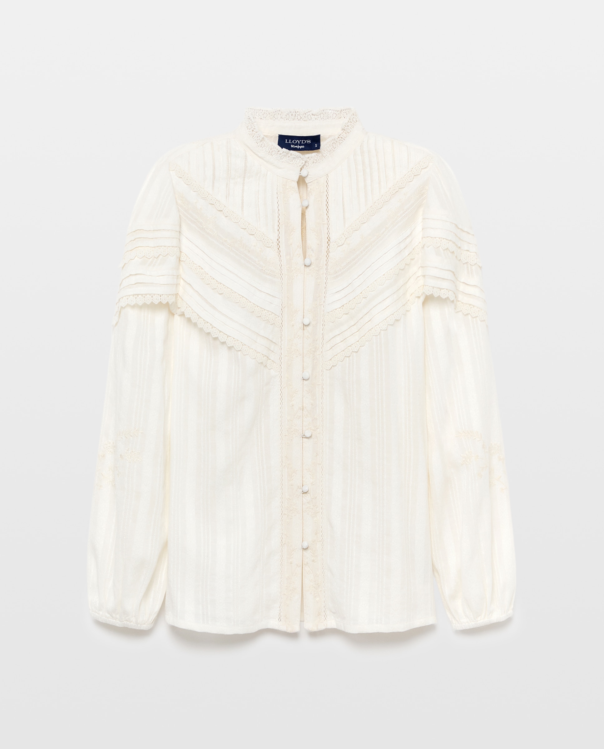 Blusa manga larga de mujer estilo romántica - Lloyd's - Blanco roto Blanco roto-4
