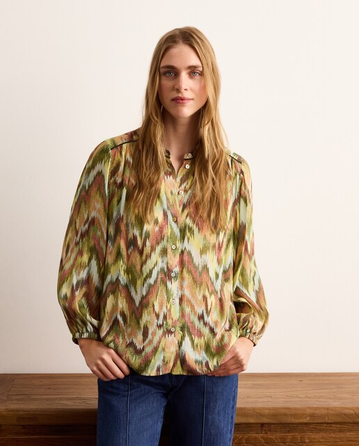 Imagen 0 de Blusa manga larga de mujer Ikat Verde