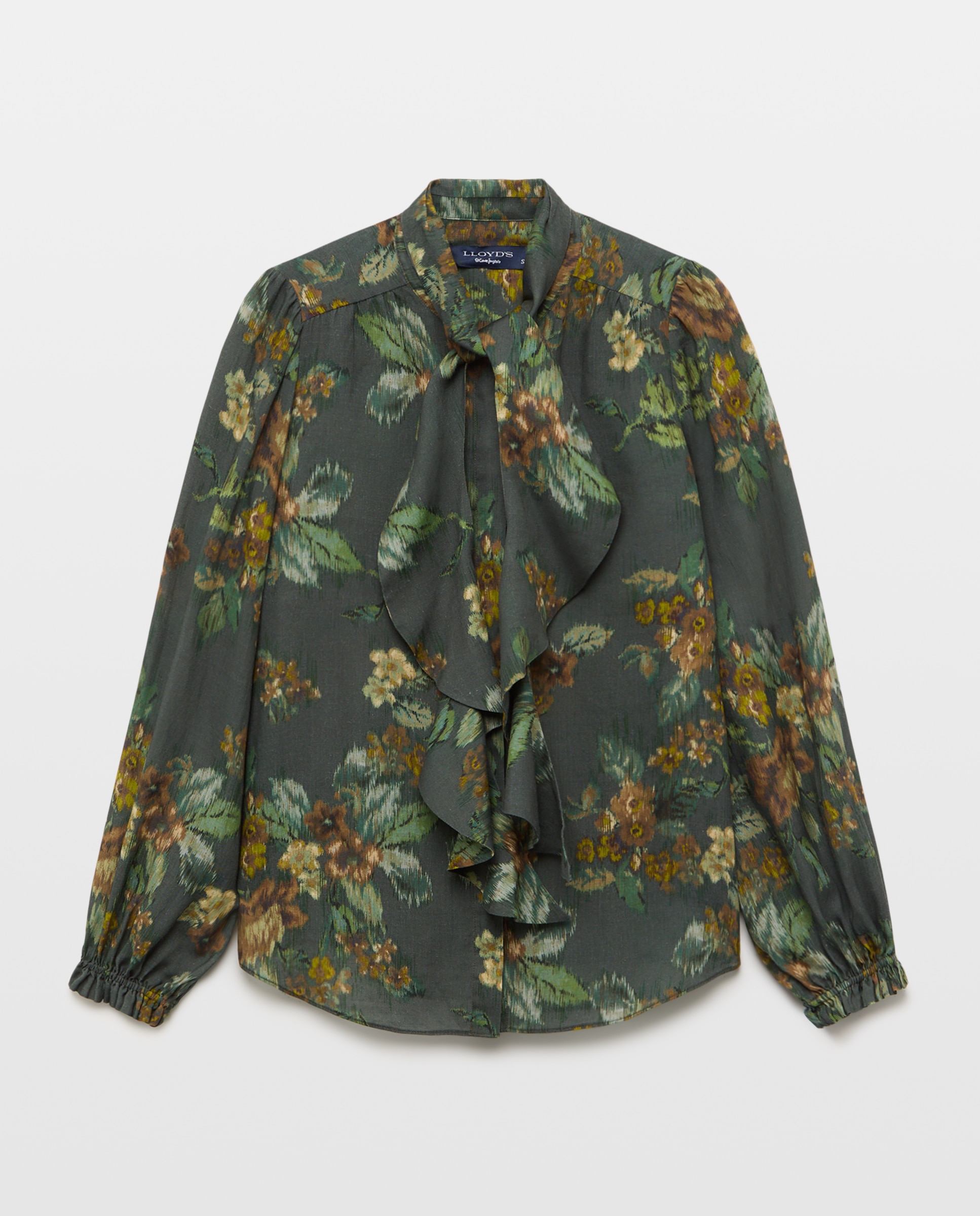 Blusa estampada de mulher com manga comprida Verde-5