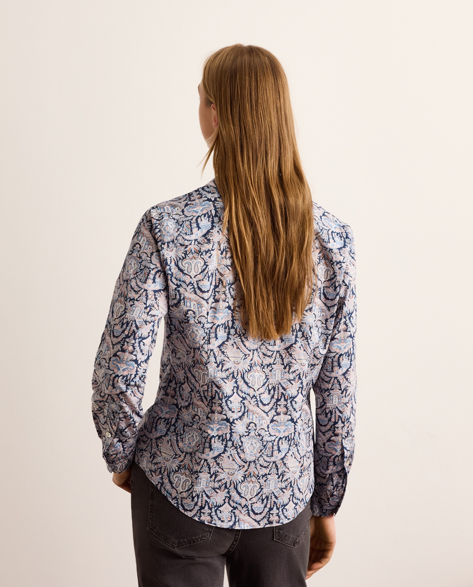 Camisa Liberty com Manga Comprida Azul-3