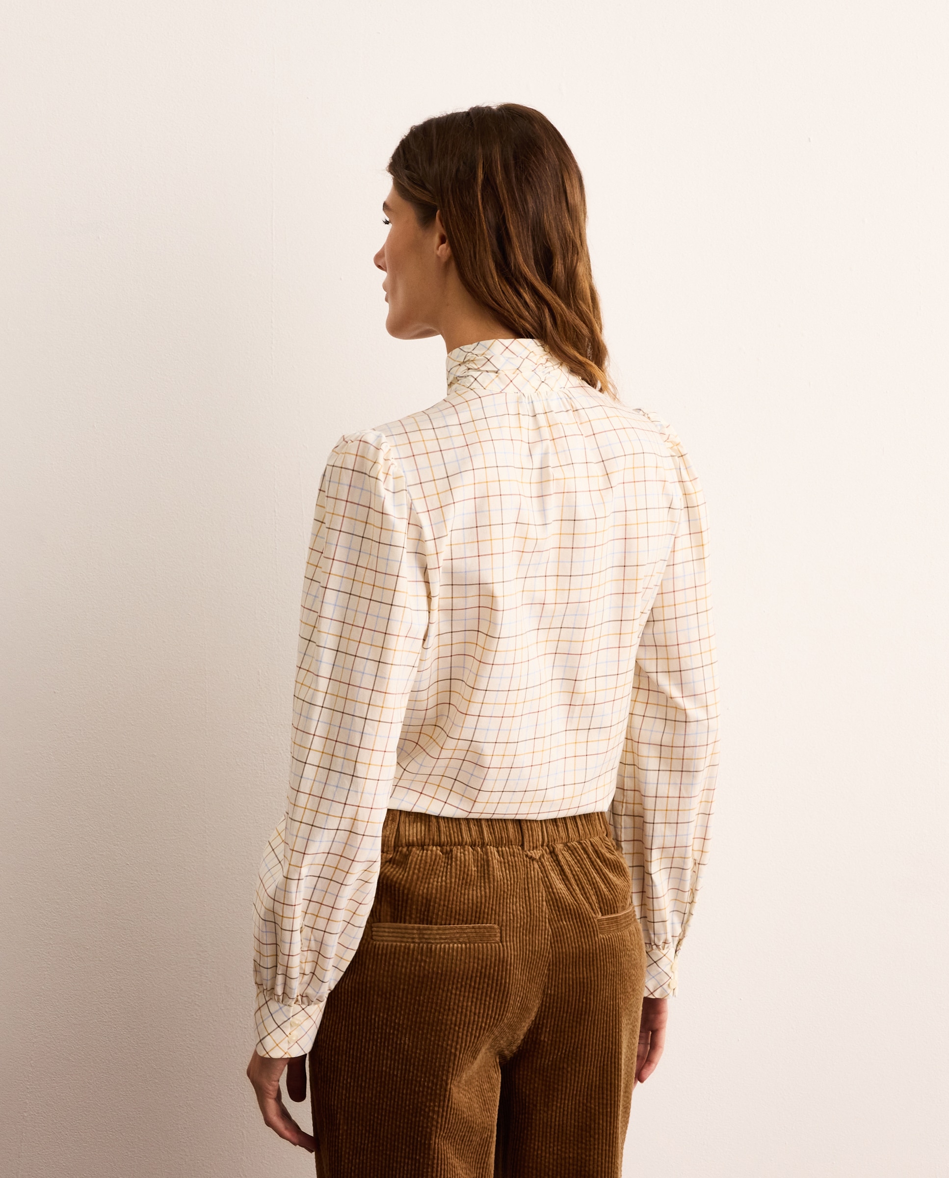 Blusa de mujer de manga larga con cuadros - Lloyd's - Blanco Blanco-3