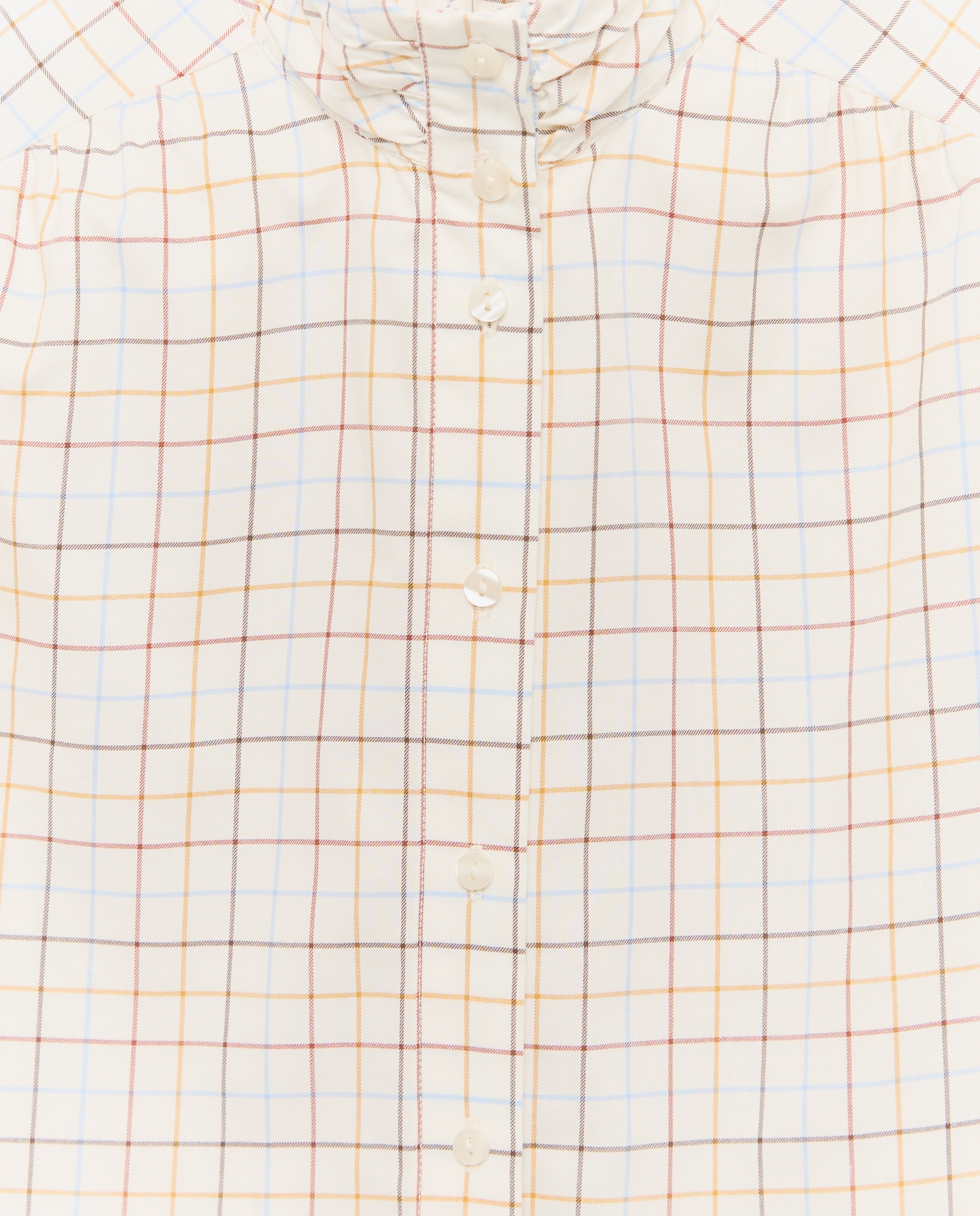 Blusa aos Quadrados com Manga Comprida Branco-2