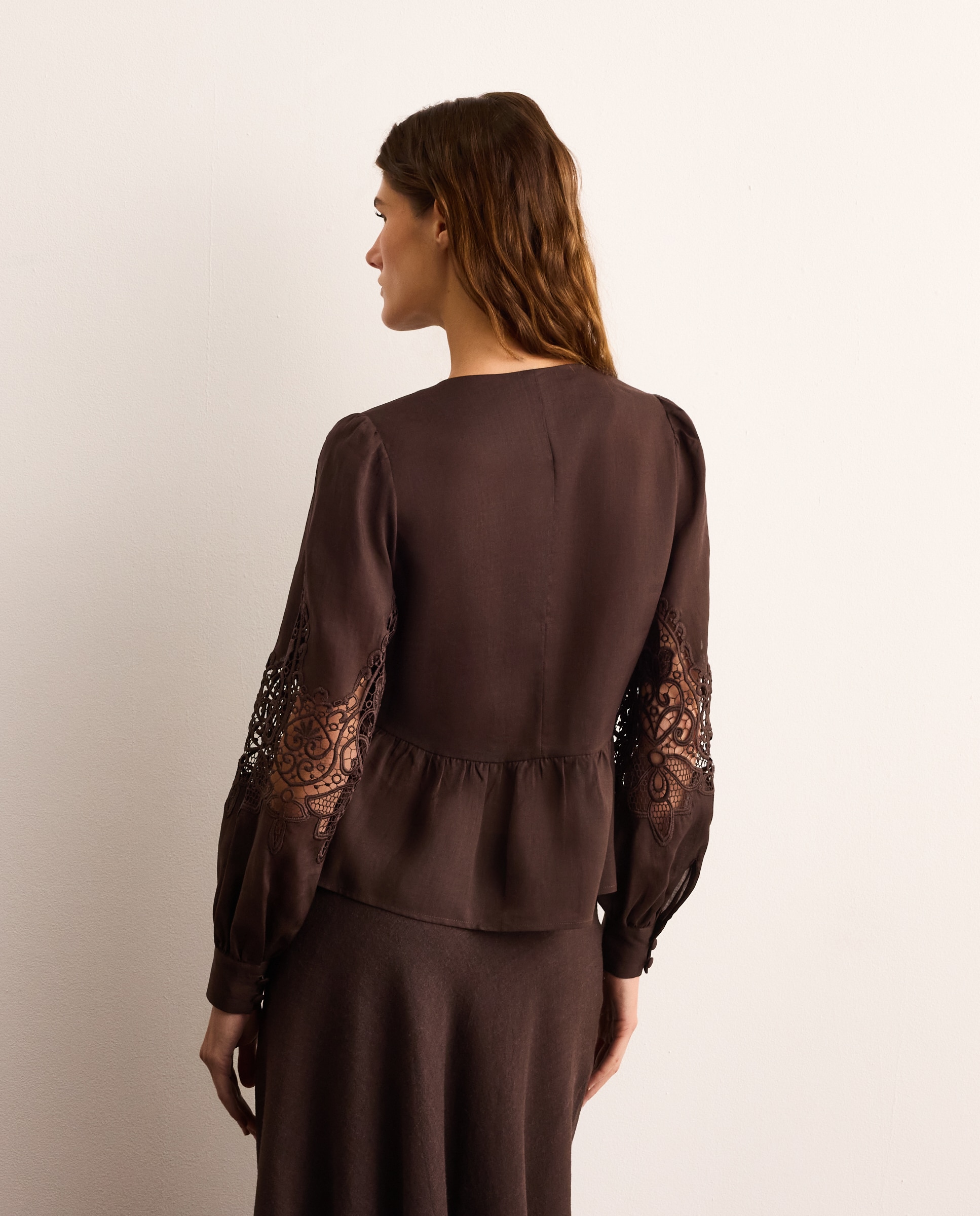 Blusa con encaje - Lloyd's - Marrón Marrón-4