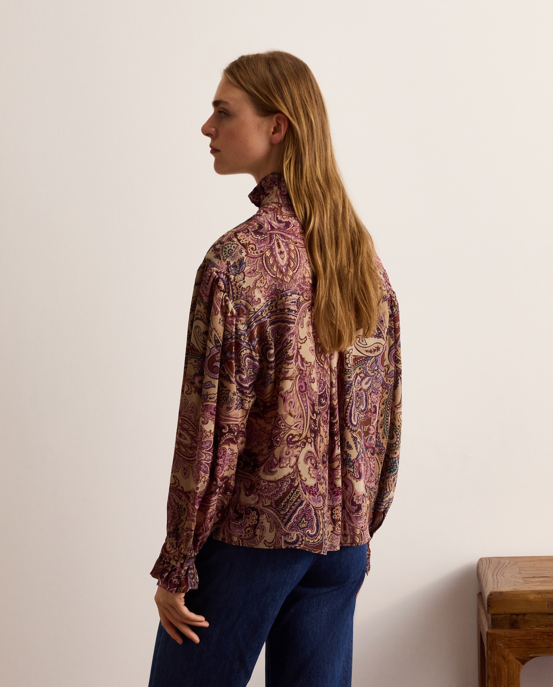 Blusa de Manga Comprida com Caxemiras Rosa-3